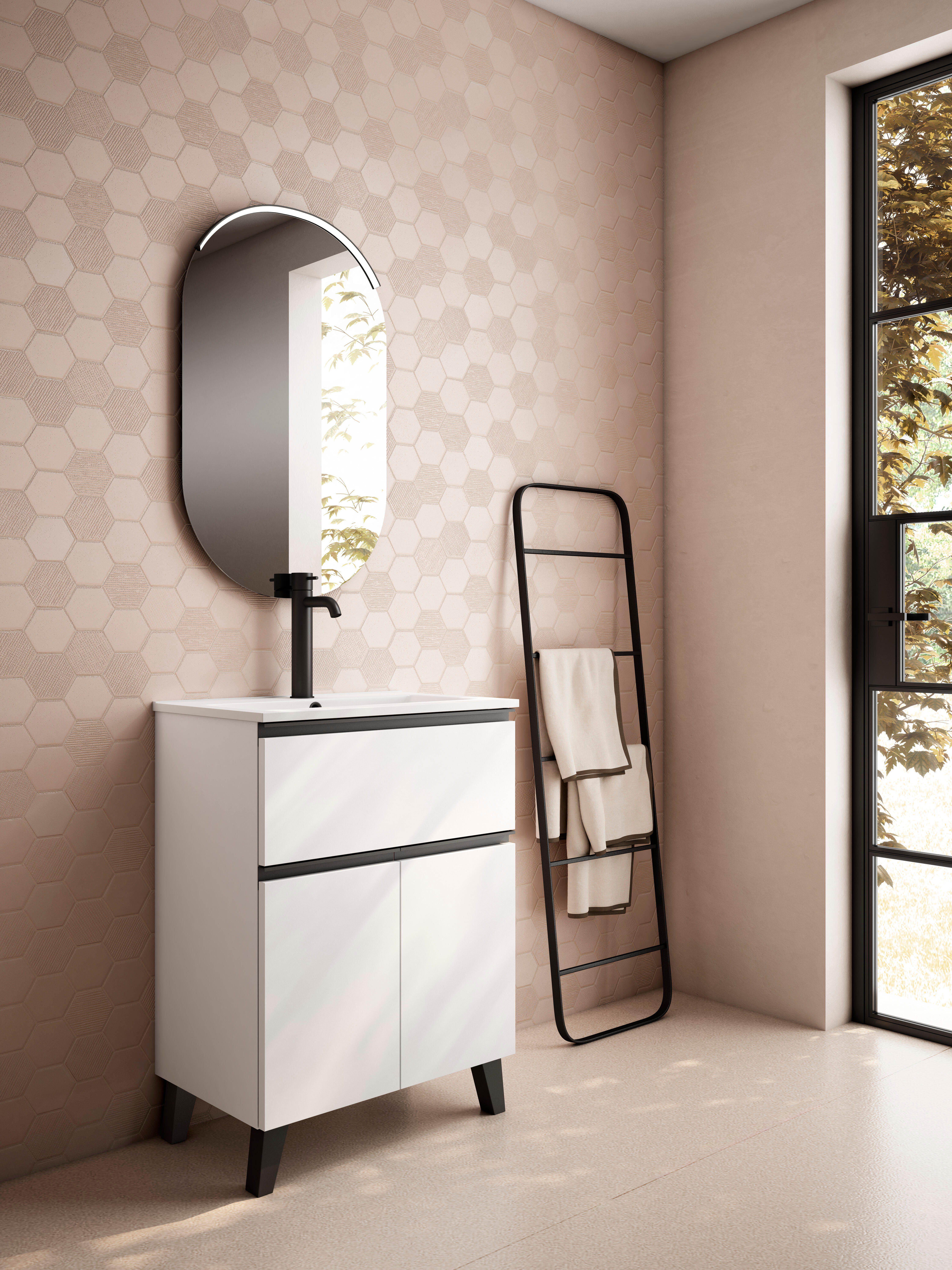 Mueble de baño con lavabo abril blanco 60x38.5 cm