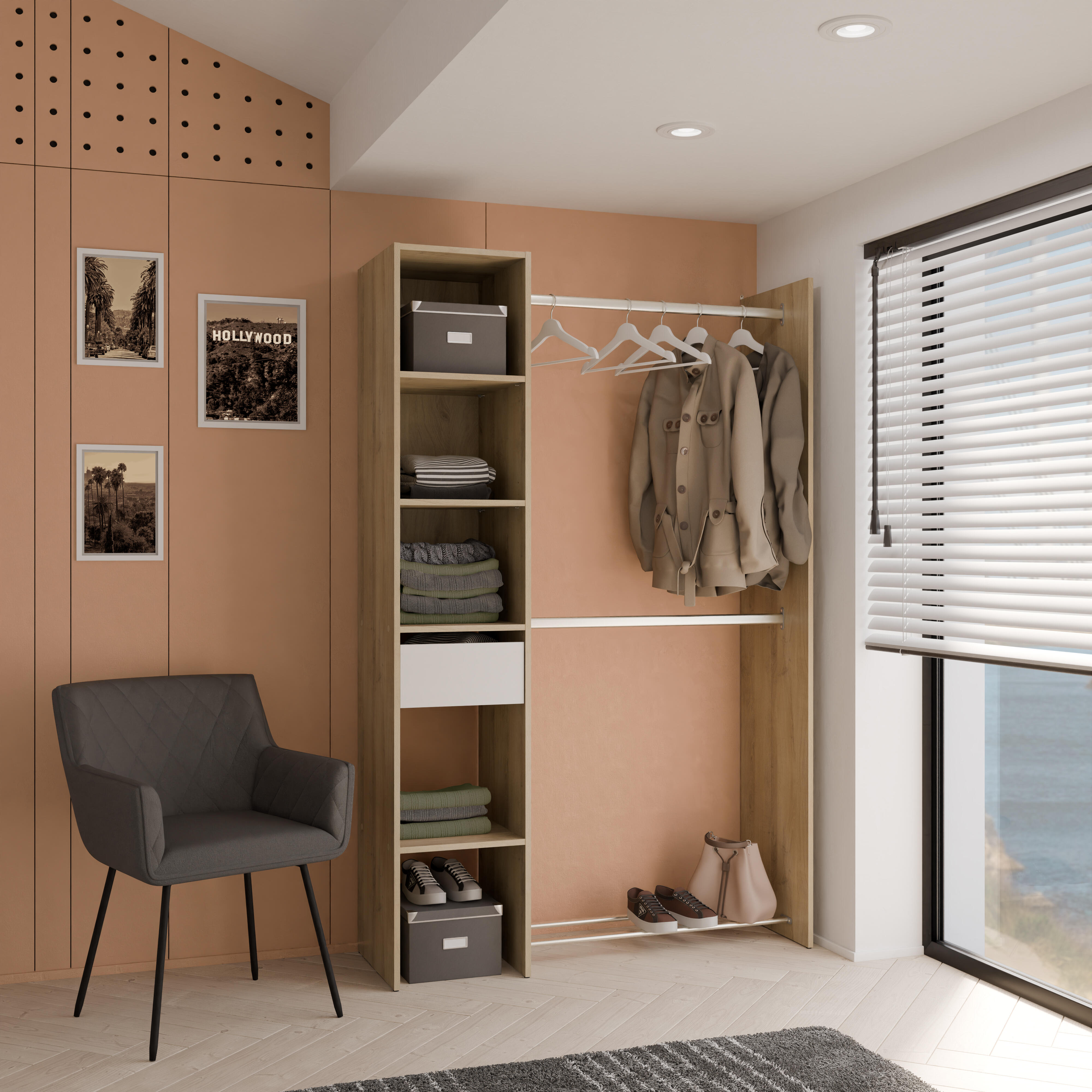 Kit dressing Californie décor chêne H.183 x L. 116,6 x P.39,5cm - 2