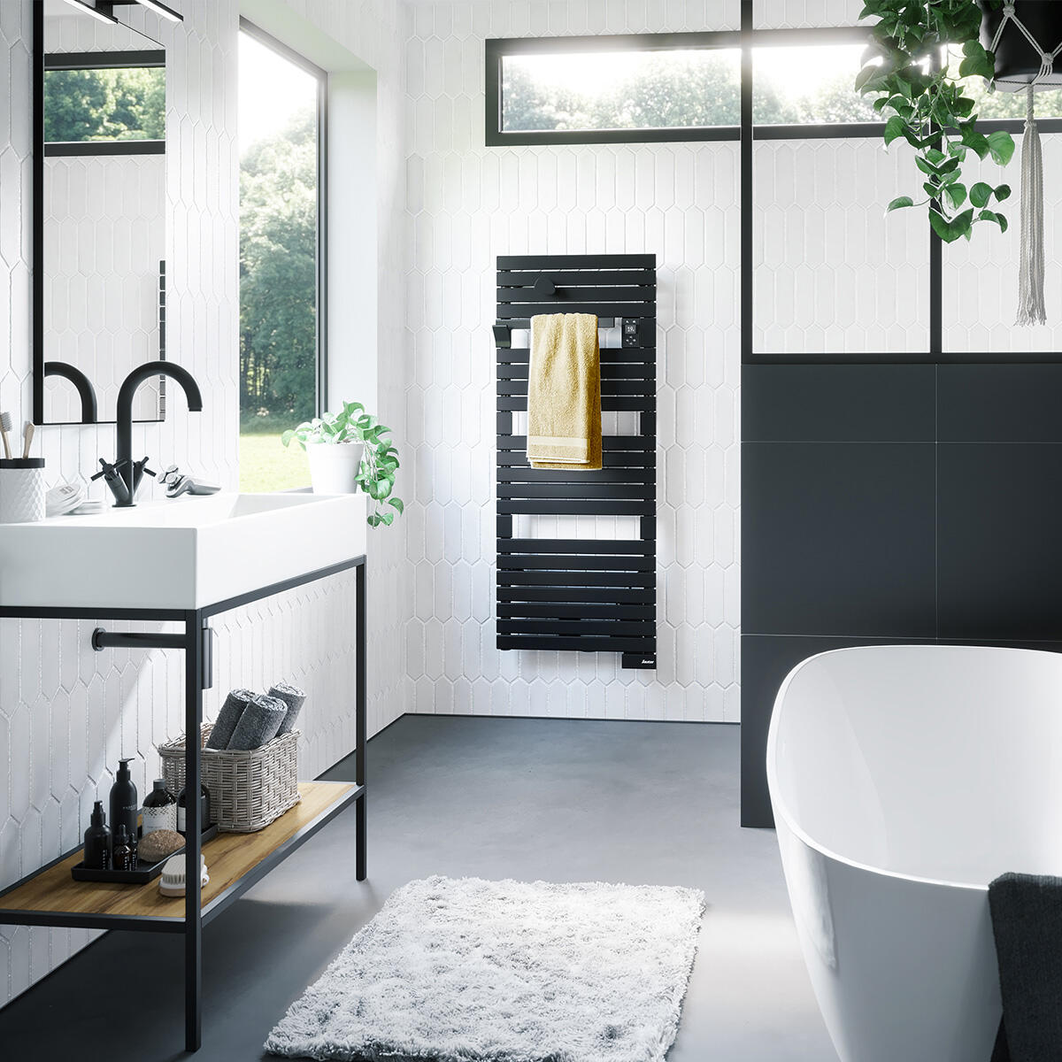 seche serviettes asma noir salle de bain noir - 5