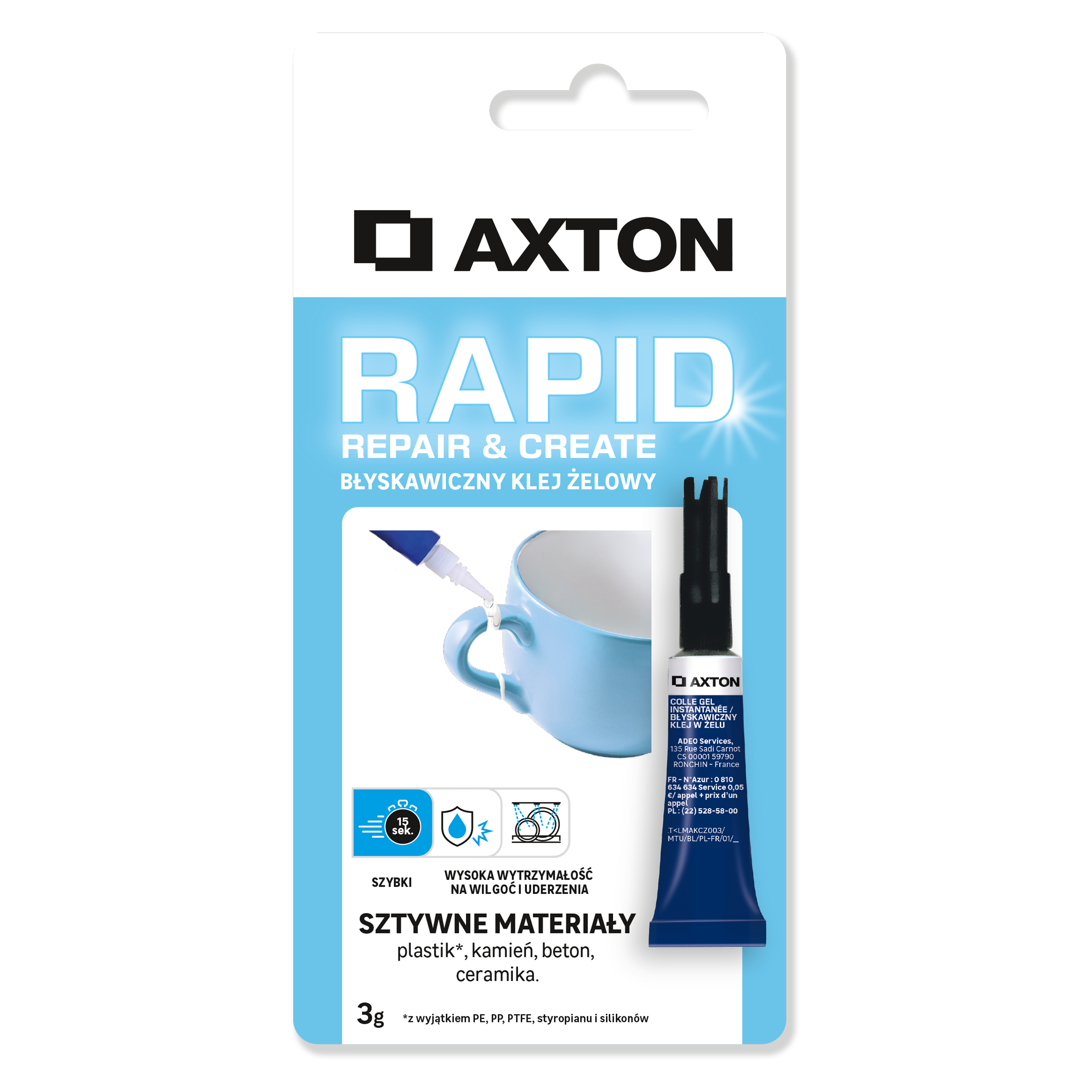 Klej do szybkiej naprawy żel 3 g Axton - 8