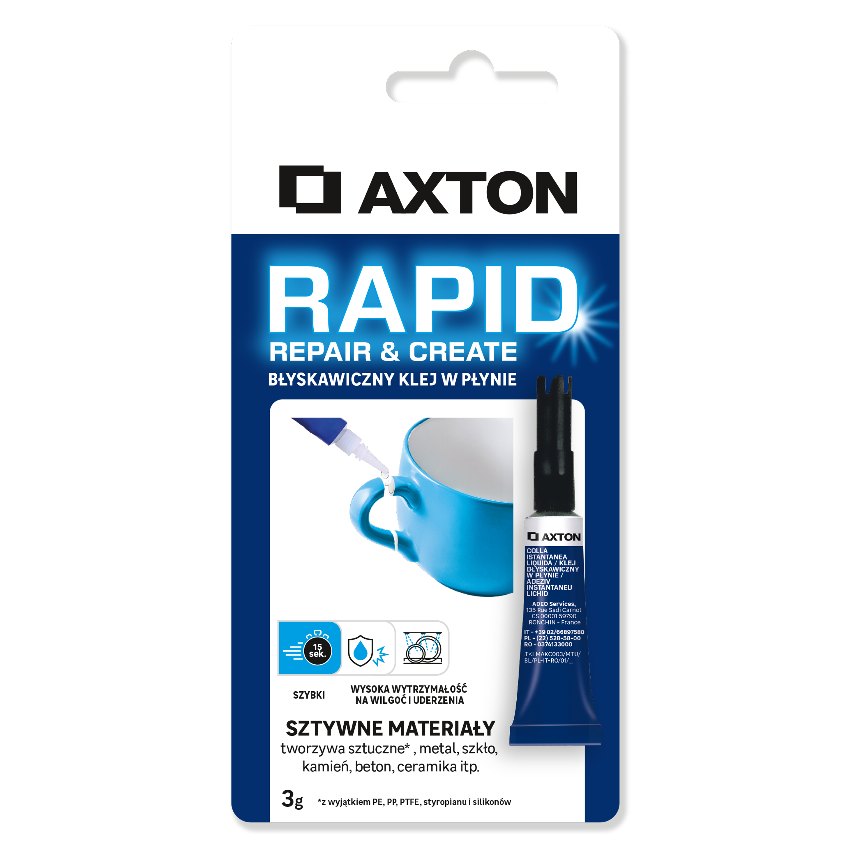 Klej cyjanoakrylowy bezbarwny 3 g Axton - 5