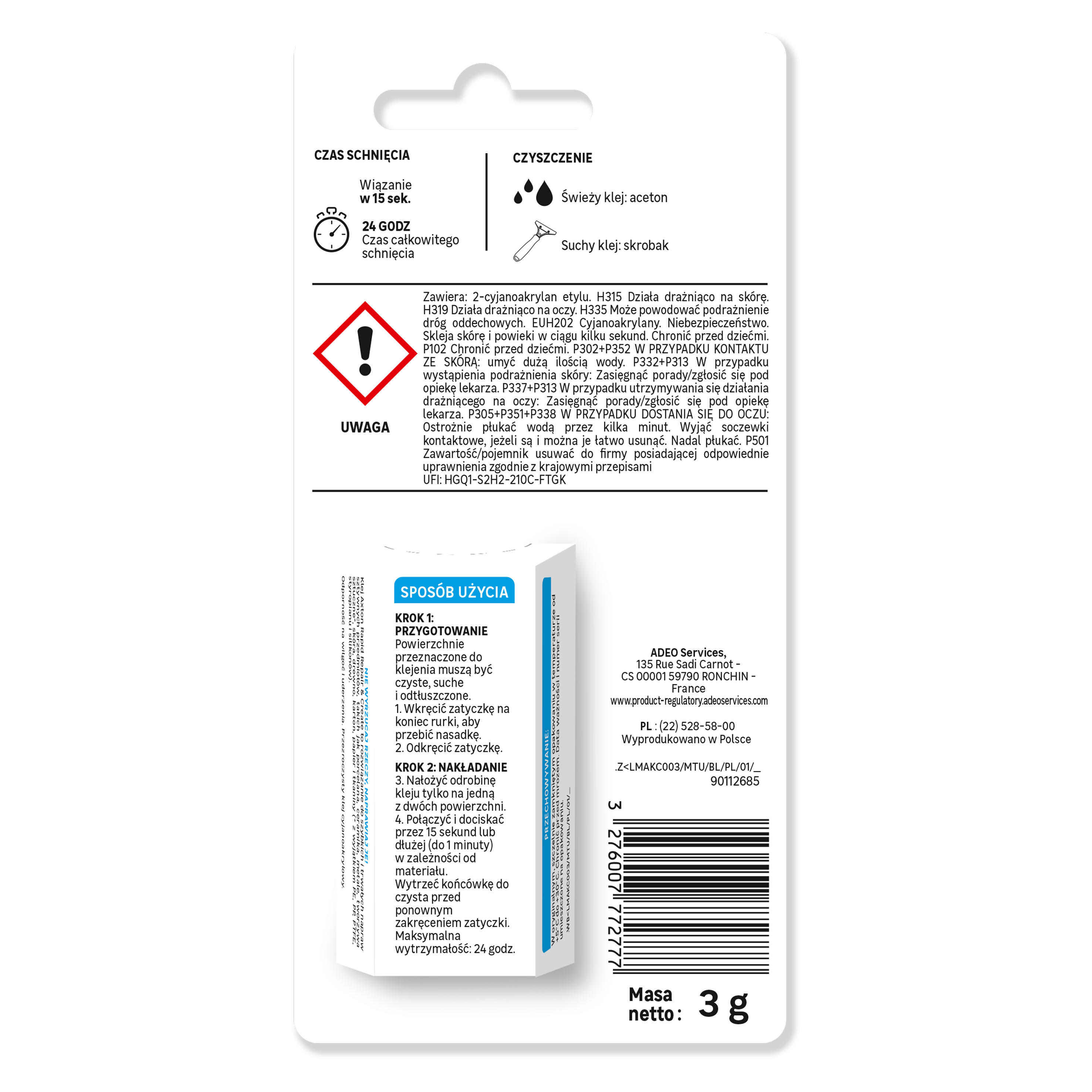 Klej cyjanoakrylowy bezbarwny 3 g Axton - 4