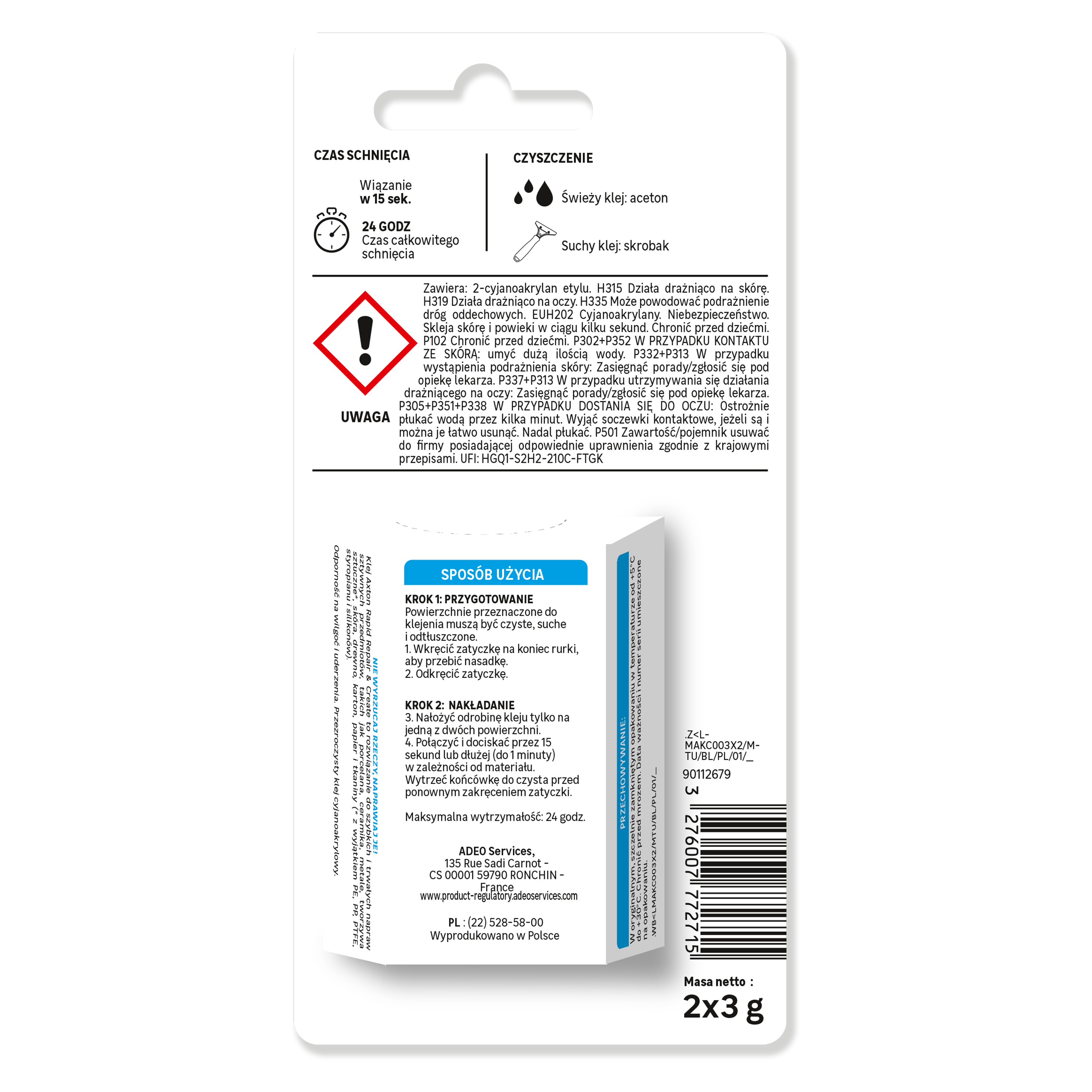 Klej cyjanoakrylowy bezbarwny 3 g 2 szt. Axton - 5