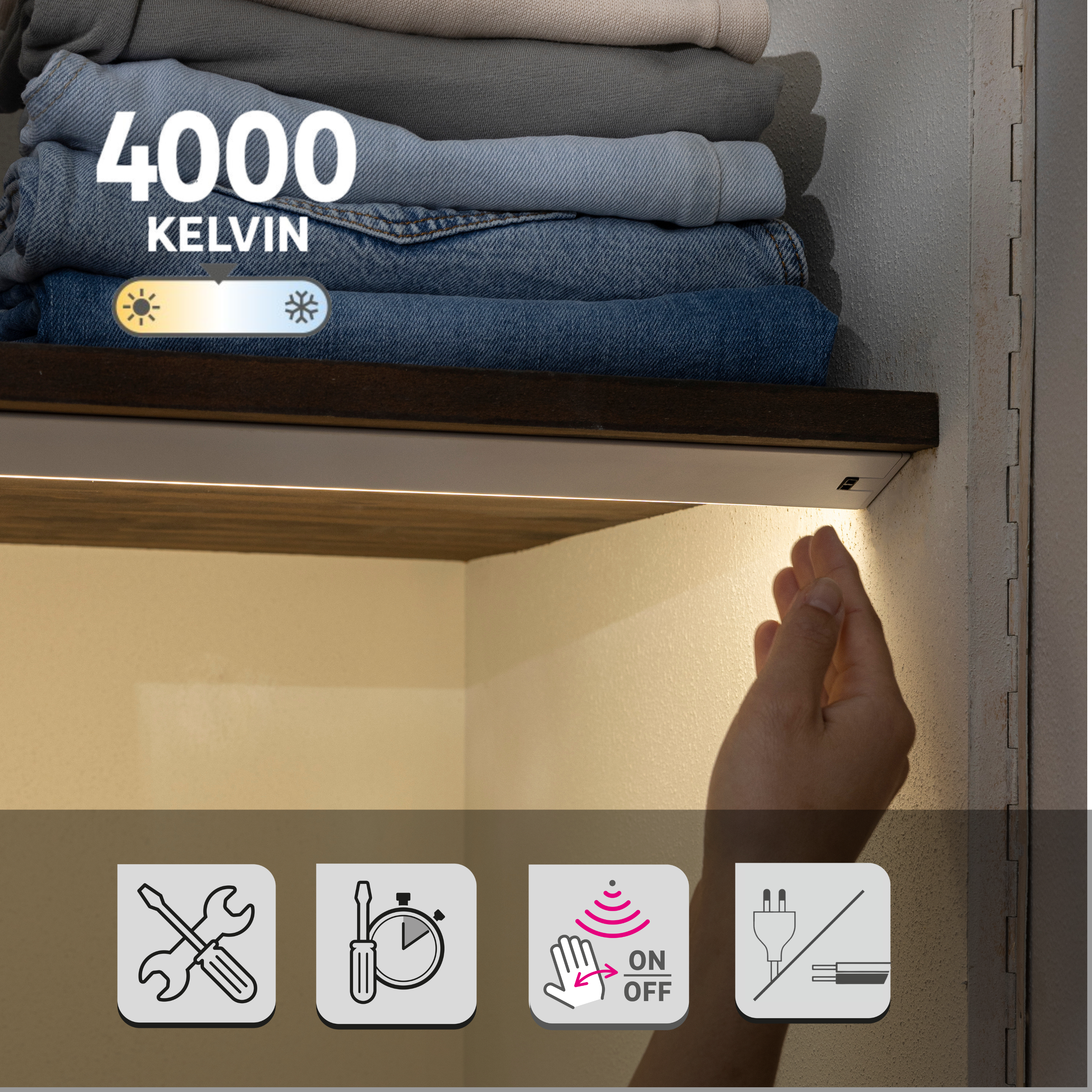 Listwa podszafkowa Malo biała z czujnikiem ruchu 56 cm LED Inspire - 8