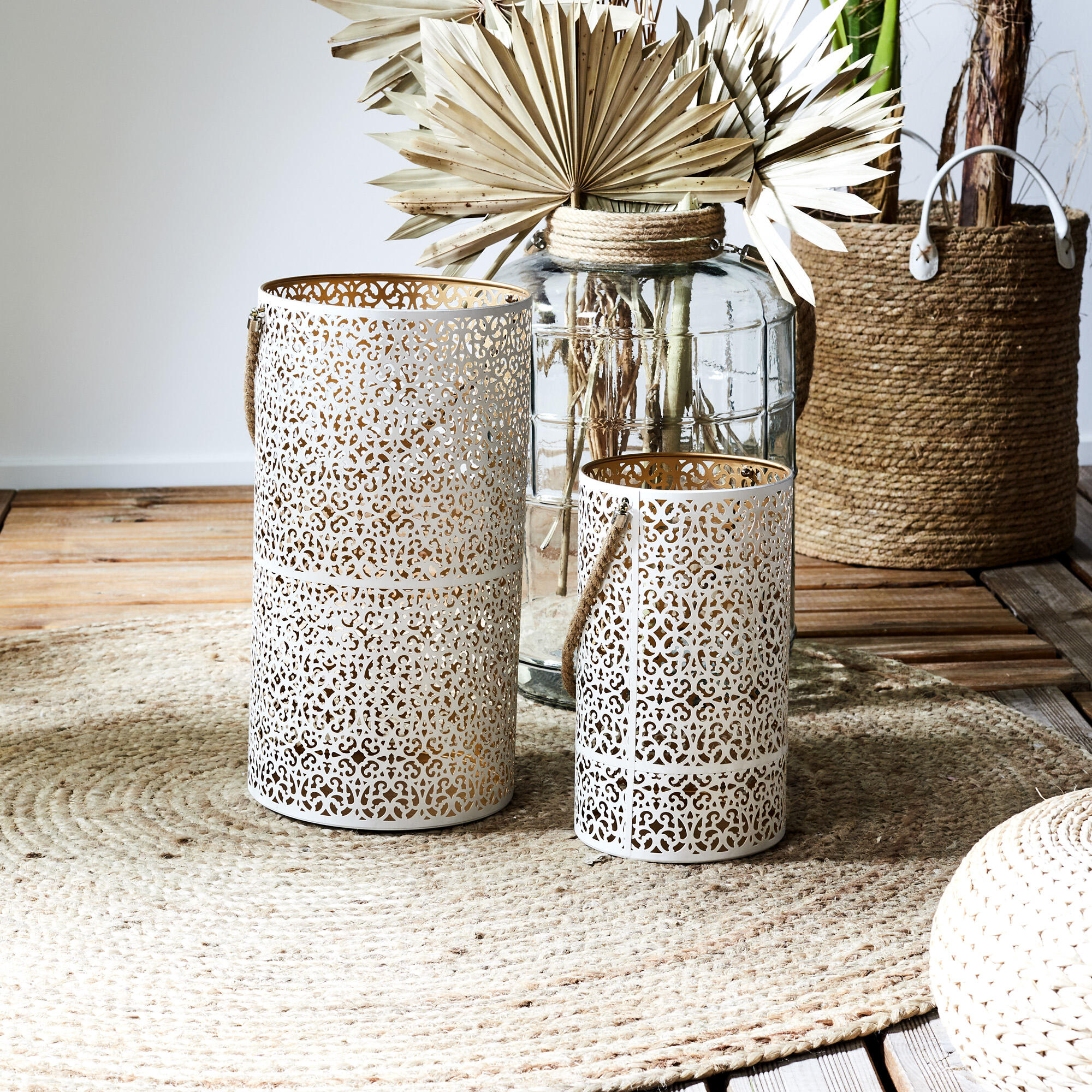 Farol decorativo hierro para vela 20x39 cm