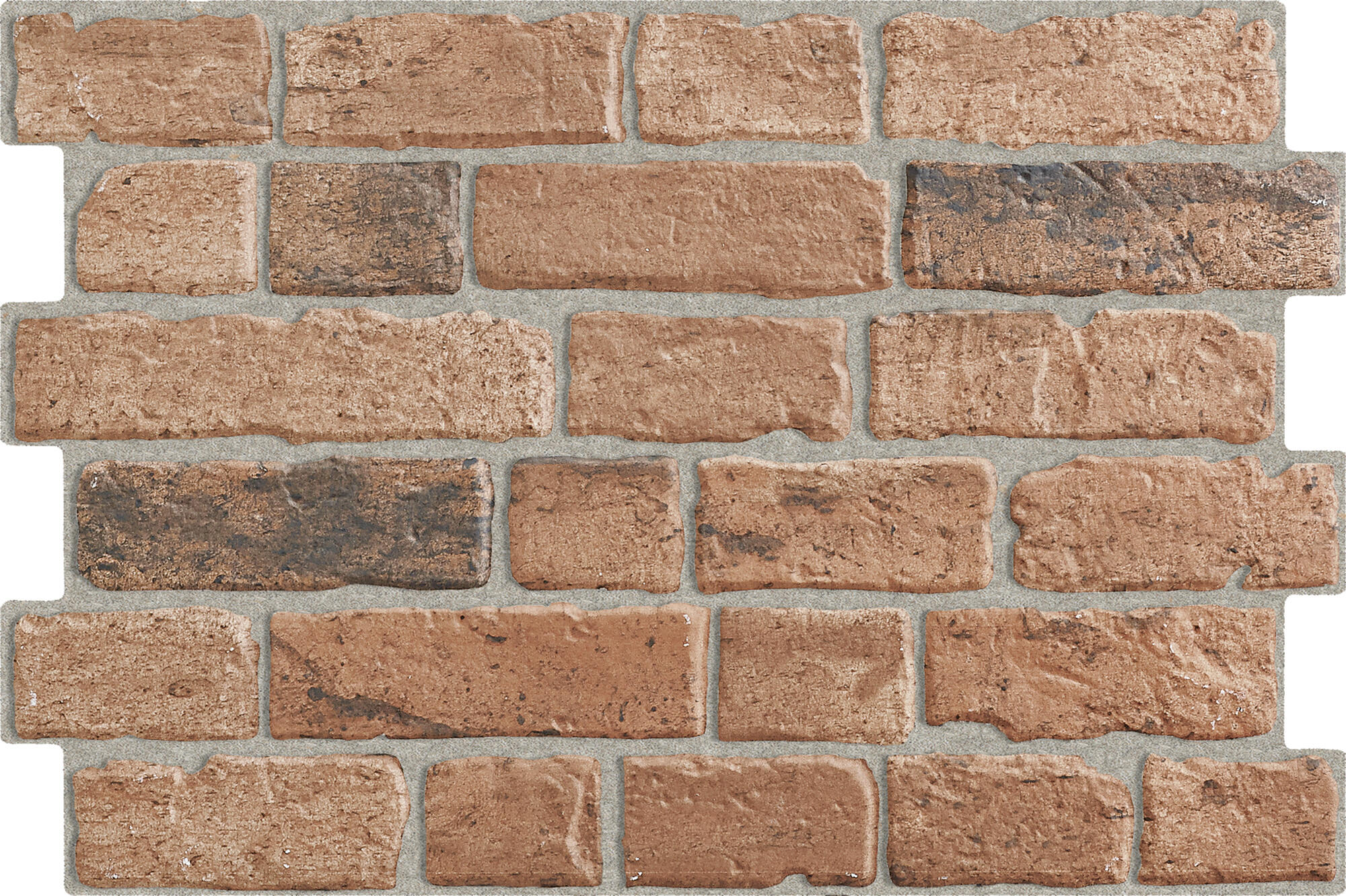 Azulejo porcelánico Brick efecto piedra marrón 33x47 cm | Leroy Merlin