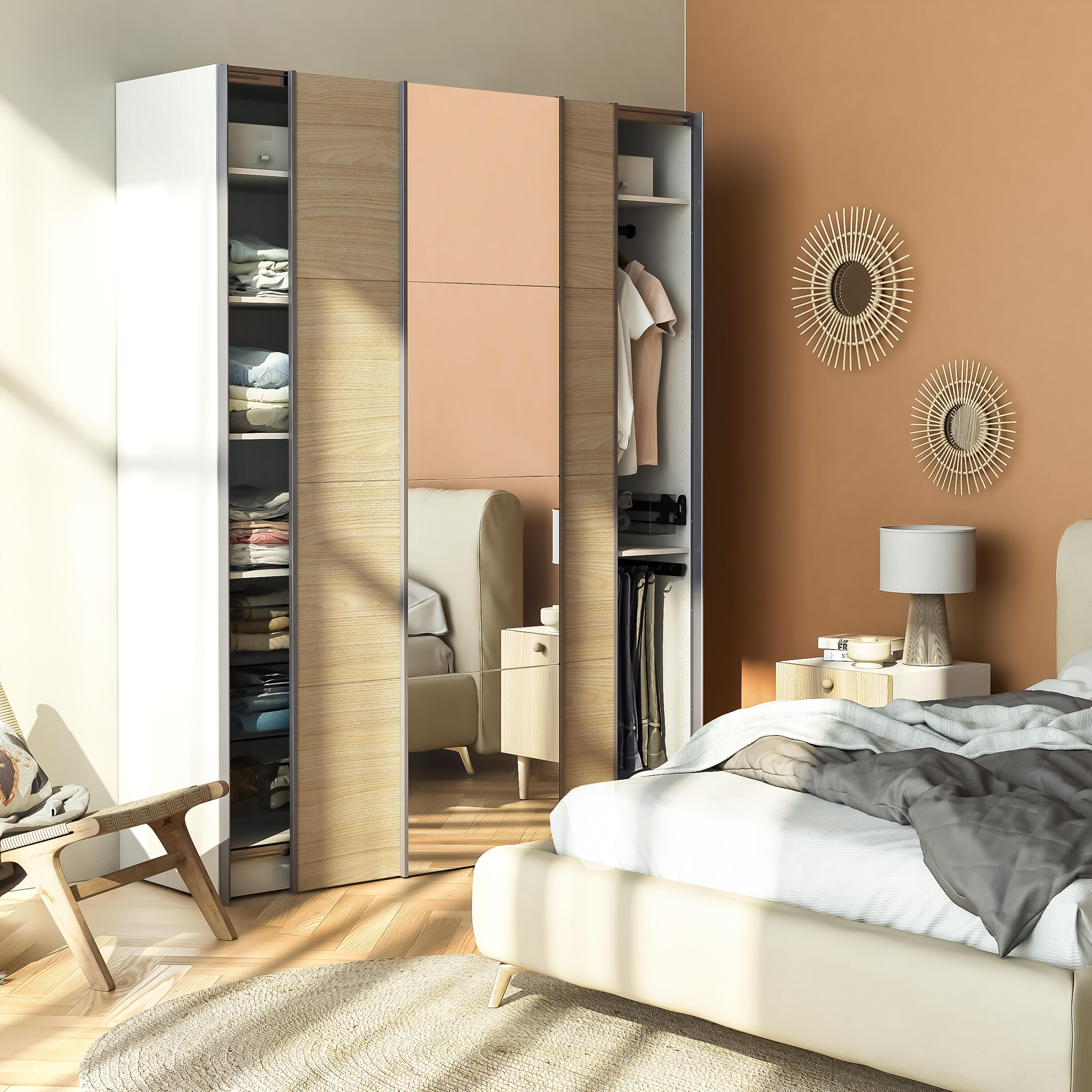 Porte coulissante SPACEO Evo'M Miroir H.230,4 X L.60 CM - 3