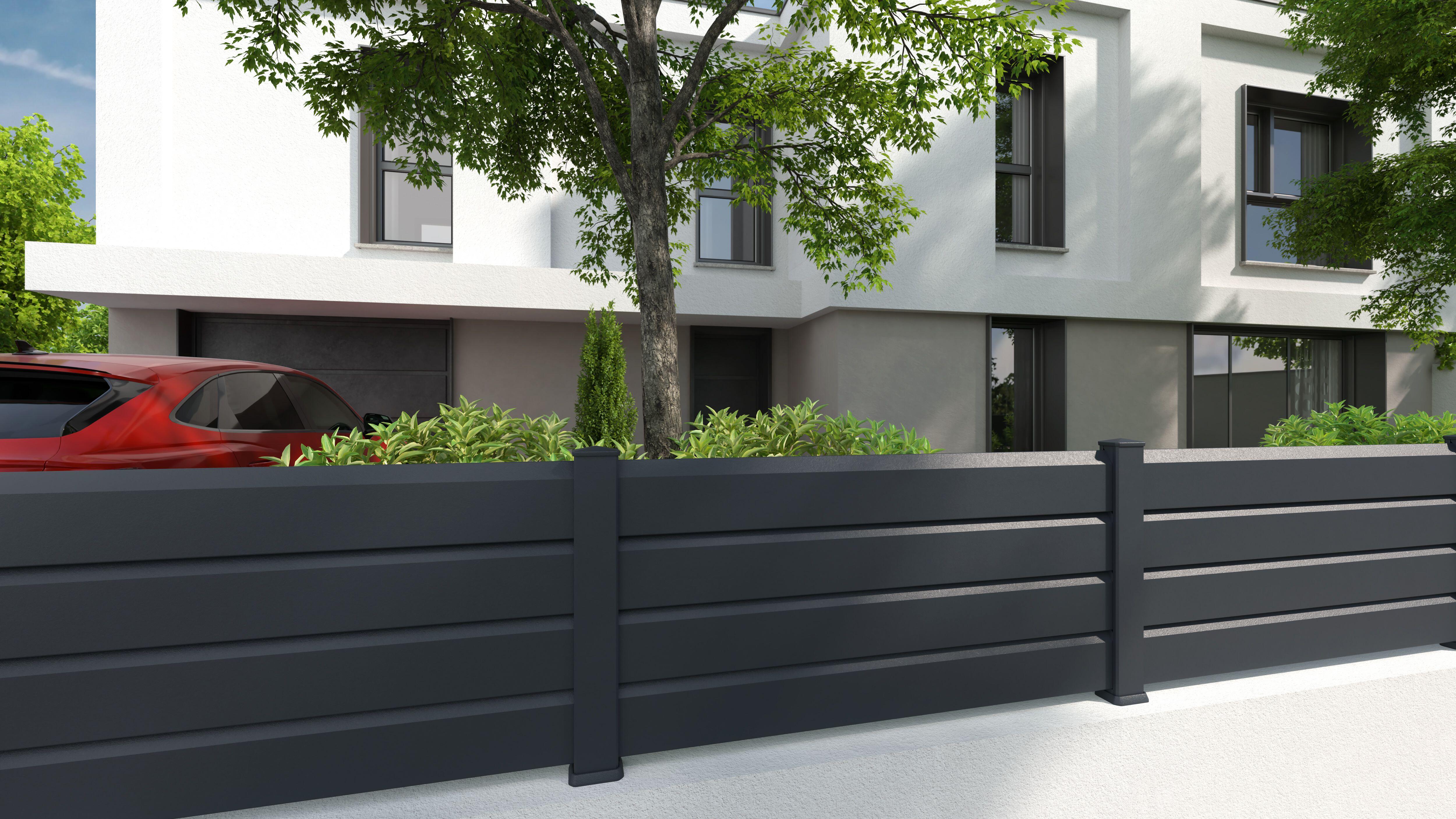 Lame de clôture persienné pvc anthracite Cléa, L.150 x Ht.16 cm x Ep. 30 mm - 2