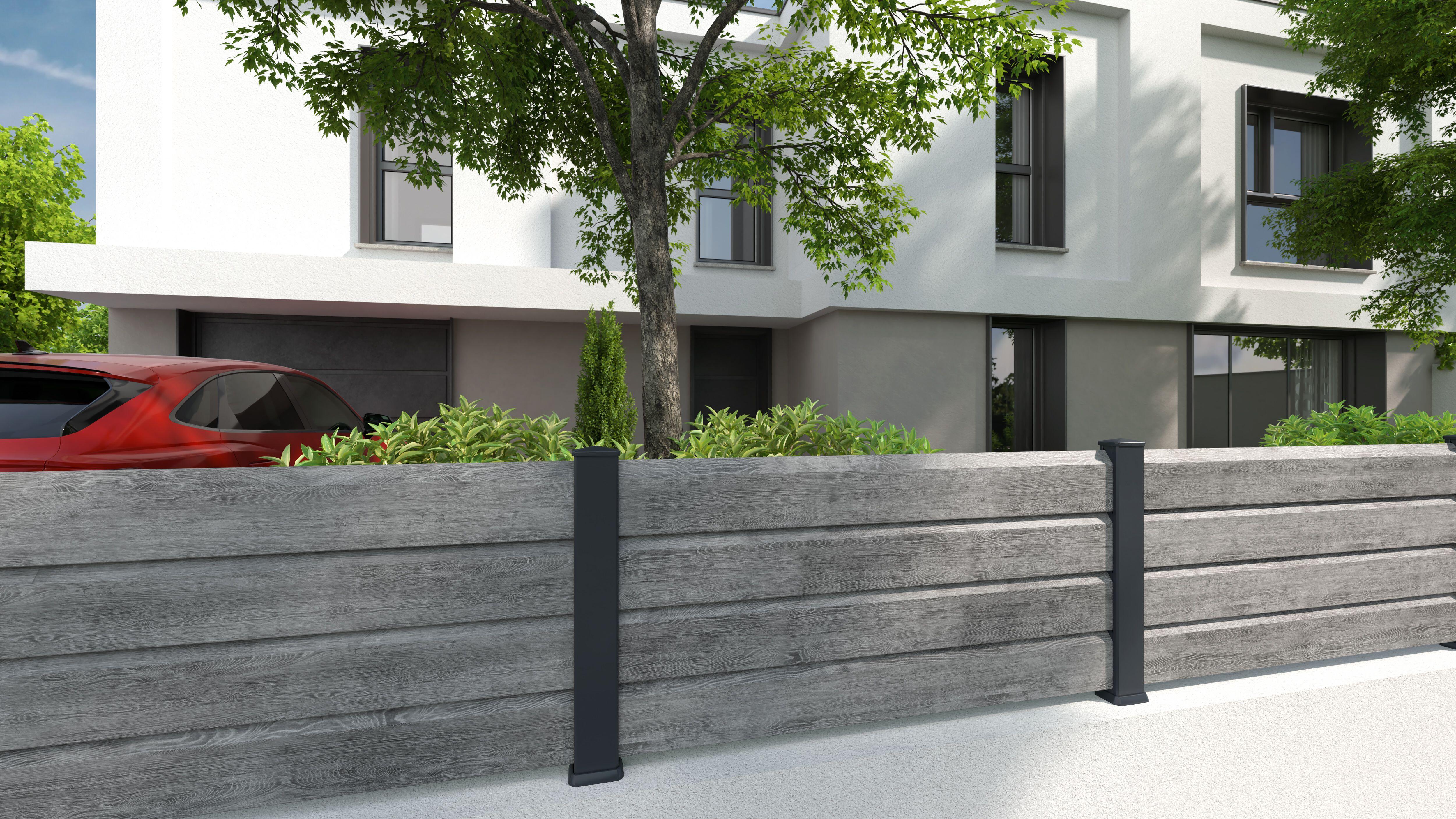 Poteau PVC texturé Clea gris 7016, l.6 x P.9 x H.230 cm - 5