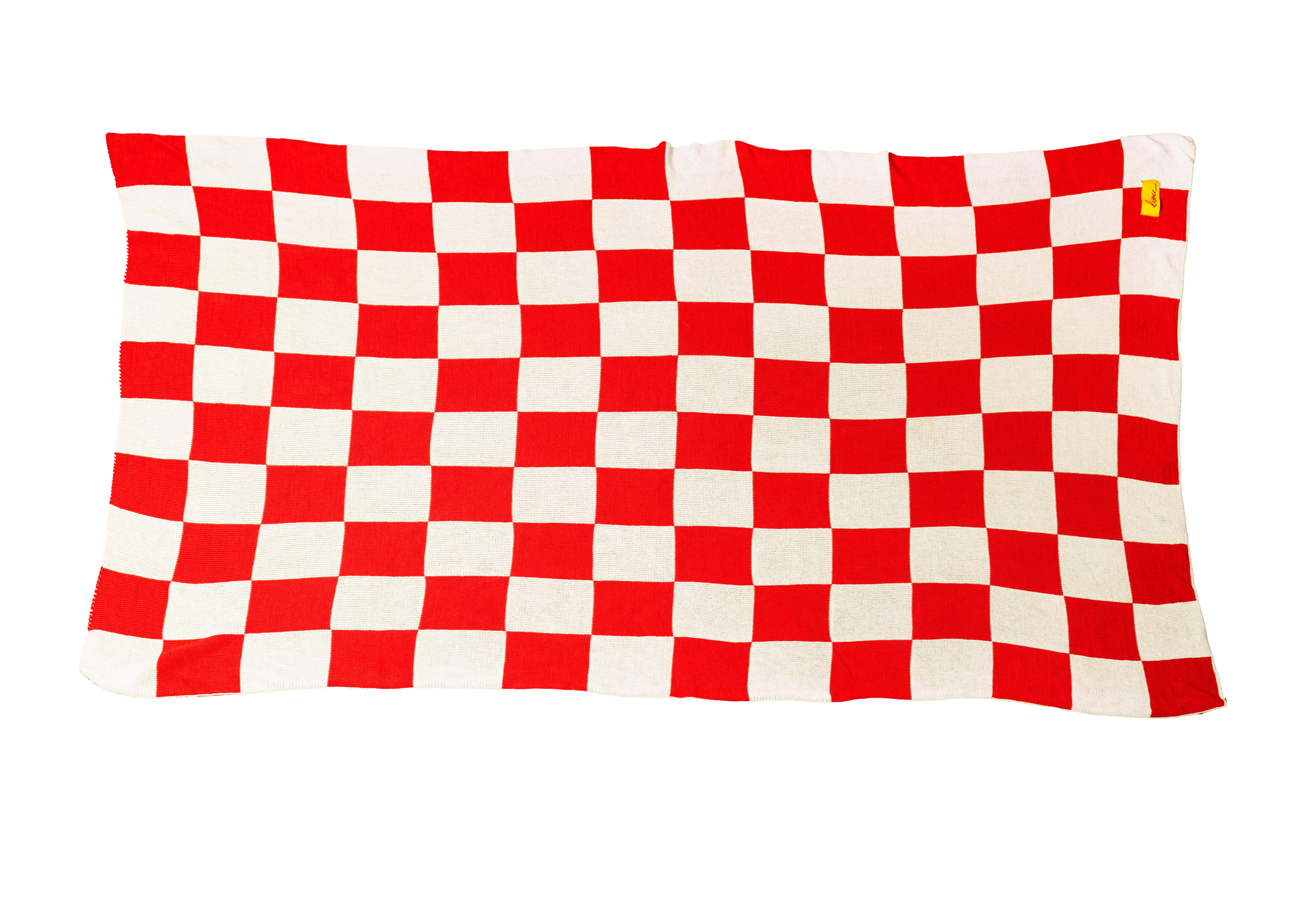 Plaid damier Mathilde Cabanas Bisou, écru et rouge l.120 x L.168 cm - 6