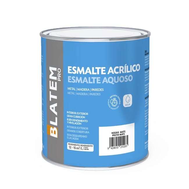 ESMALTE ACRILICO MATE 750ML NEGRO - 1