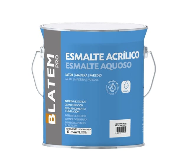 ESMALTE ACRILICO SATINADO 4L NEGRO - 1