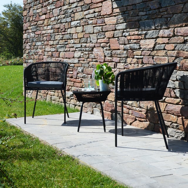 Set de table basse et 2 fauteuils tressés Agadir noir