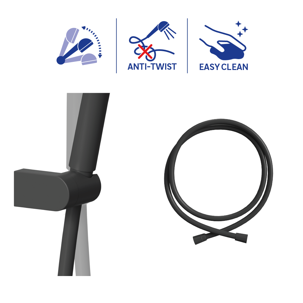 Alcachofa de ducha + flexo + soporte SENSEA Icone negro con 3 funciones - 6