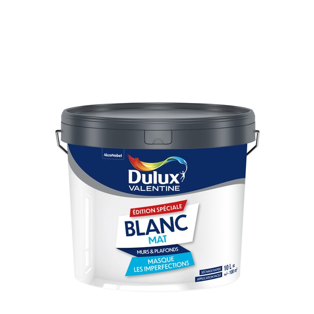Peinture mur, plafond blanc mat DULUX VALENTINE Edition spéciale 10L
