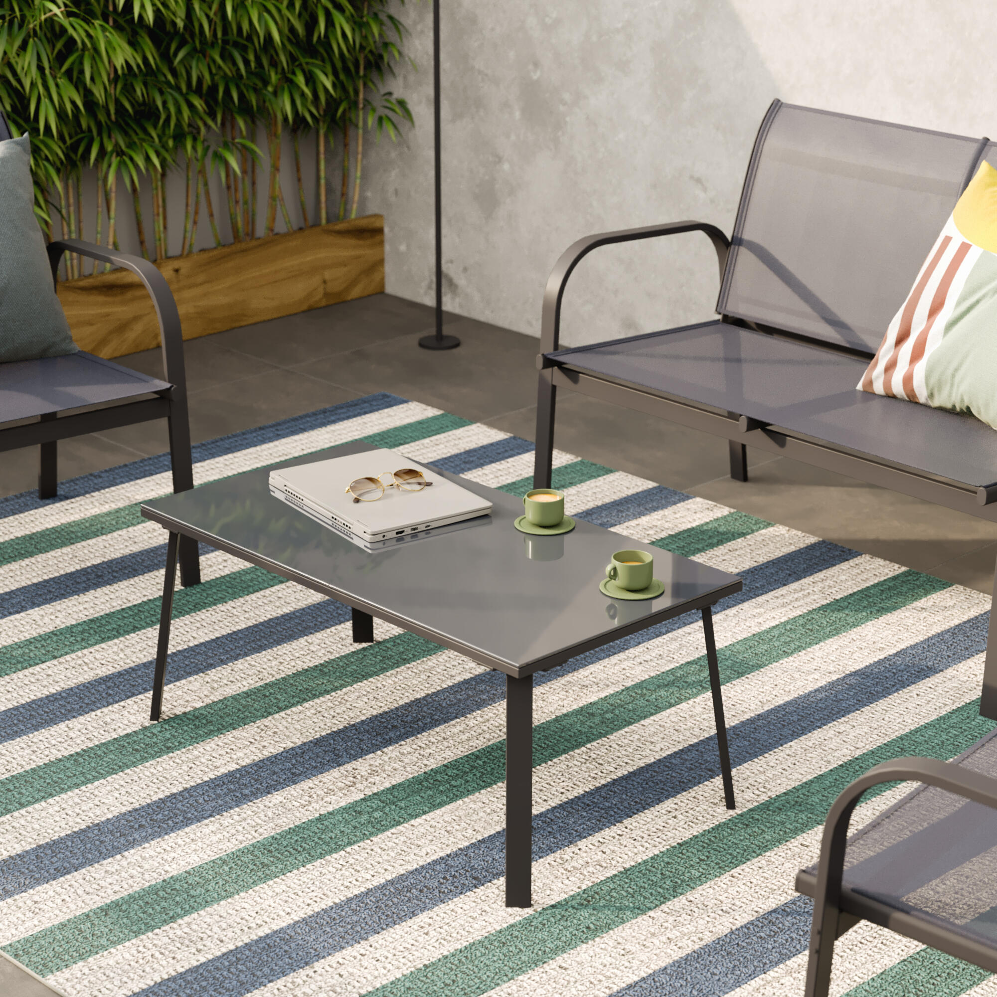 Salon de jardin 4 places en acier et textilène Beo - 3