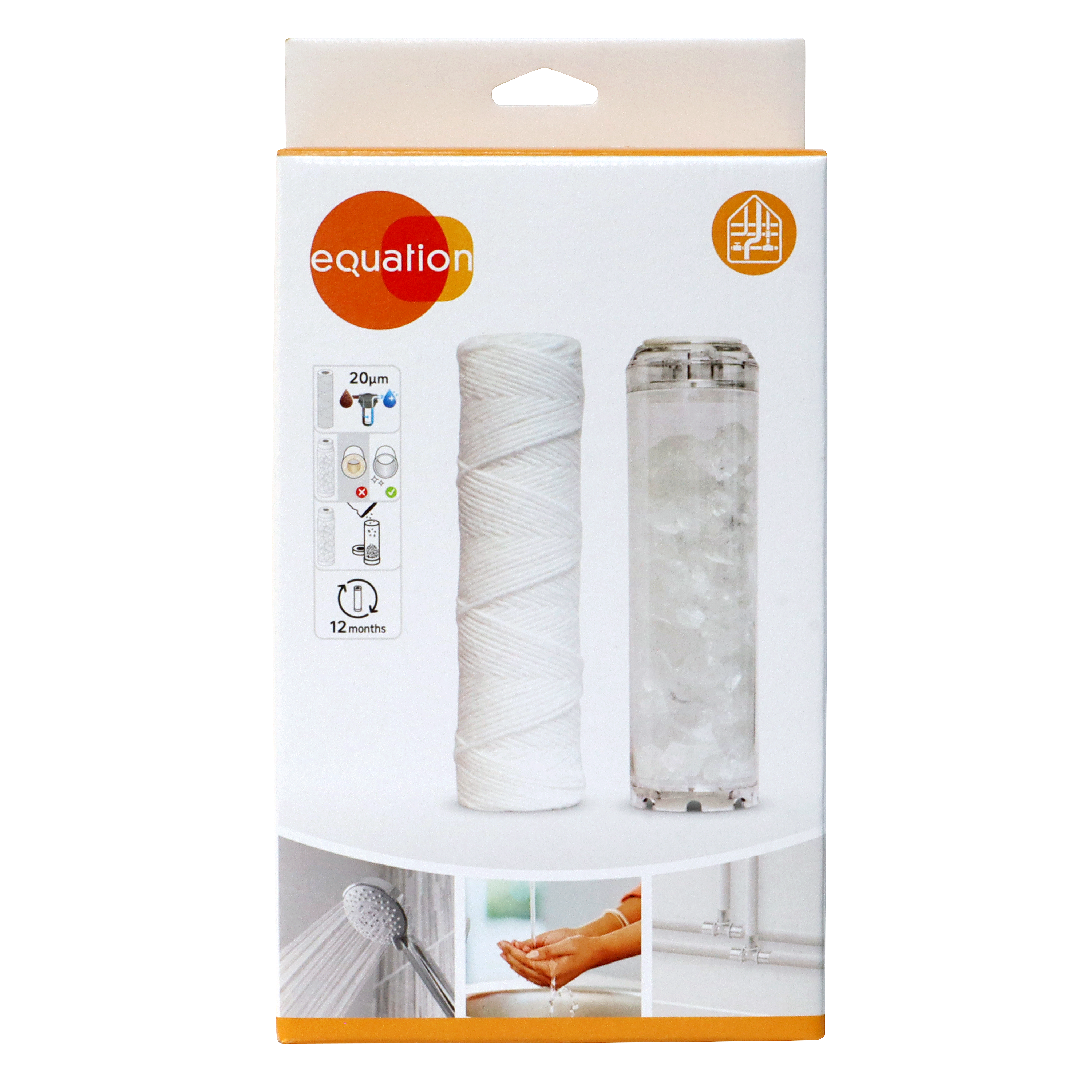 Kit 2 cartouches filtre a eau anti calcaire + anti sédiment 20 microns, EQUATION - 7
