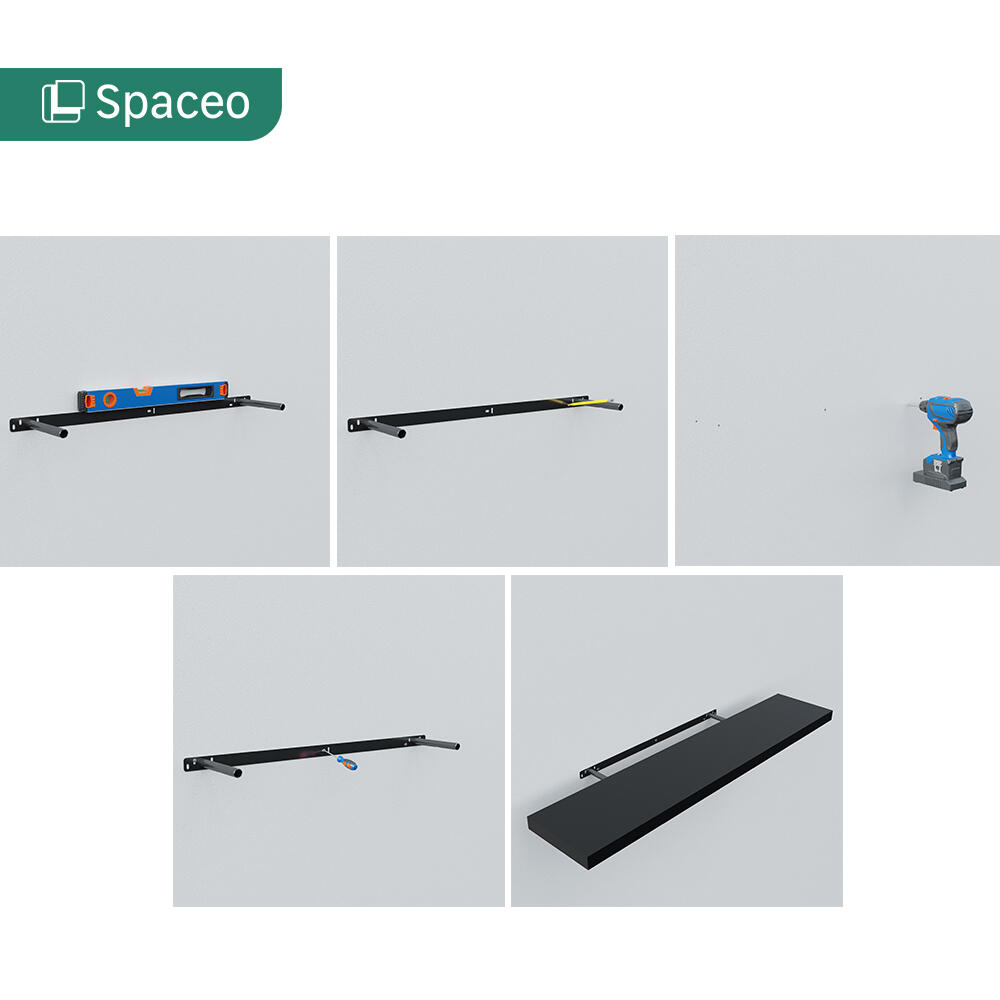 Mensola a muro SPACEO dritto in mdf L 115 x P 23.5 cm nero - 12