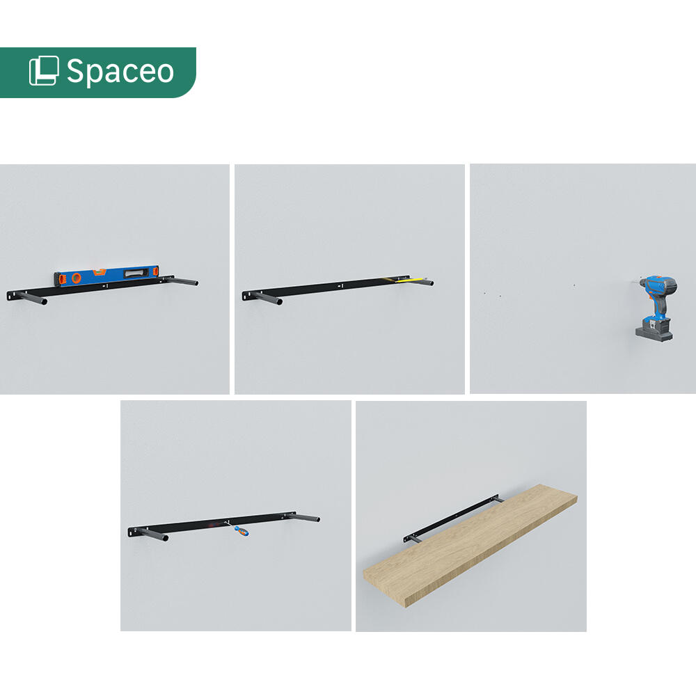 Estante de pared de madera mdf Spaceo rectagular  color roble 115x23.5 cm - 12