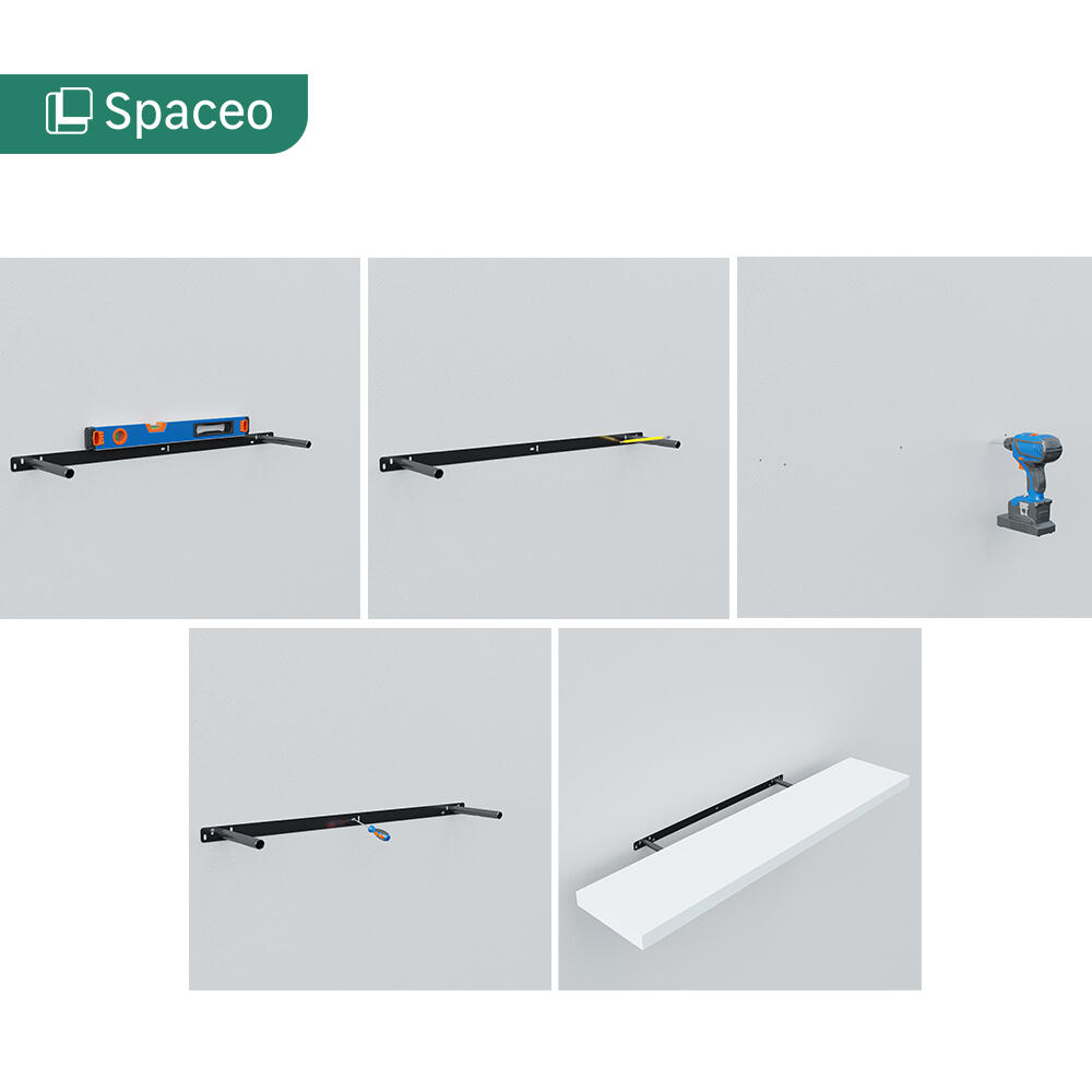 Estante de pared de madera mdf Spaceo rectagular  color blanco 115x23.5 cm - 14