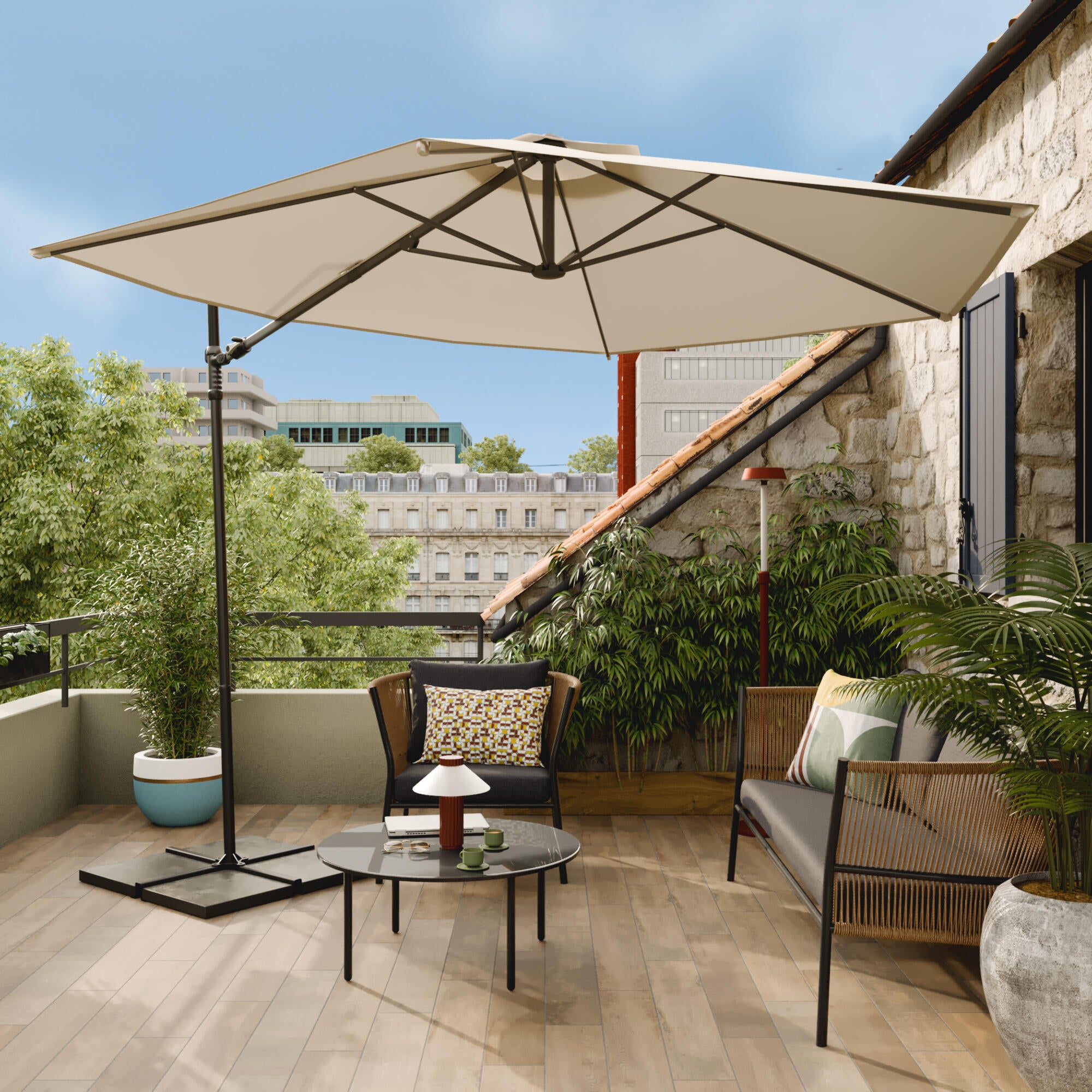 Parasol ogrodowy boczny Polar II 290x290x235 cm beżowy Naterial - 3