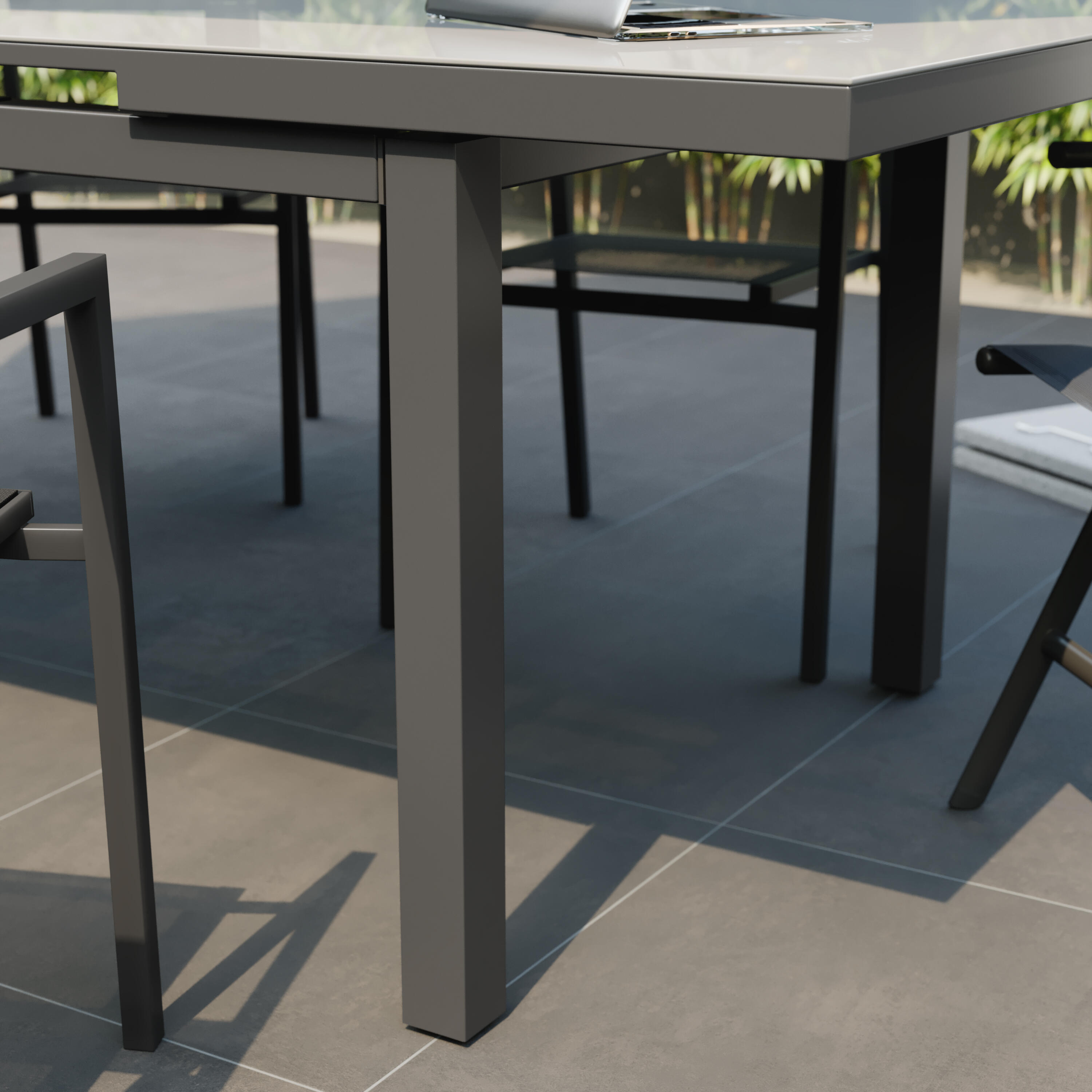 Stół ogrodowy rozkładany Sanibel 180/240x100 cm aluminiowy szary - 10