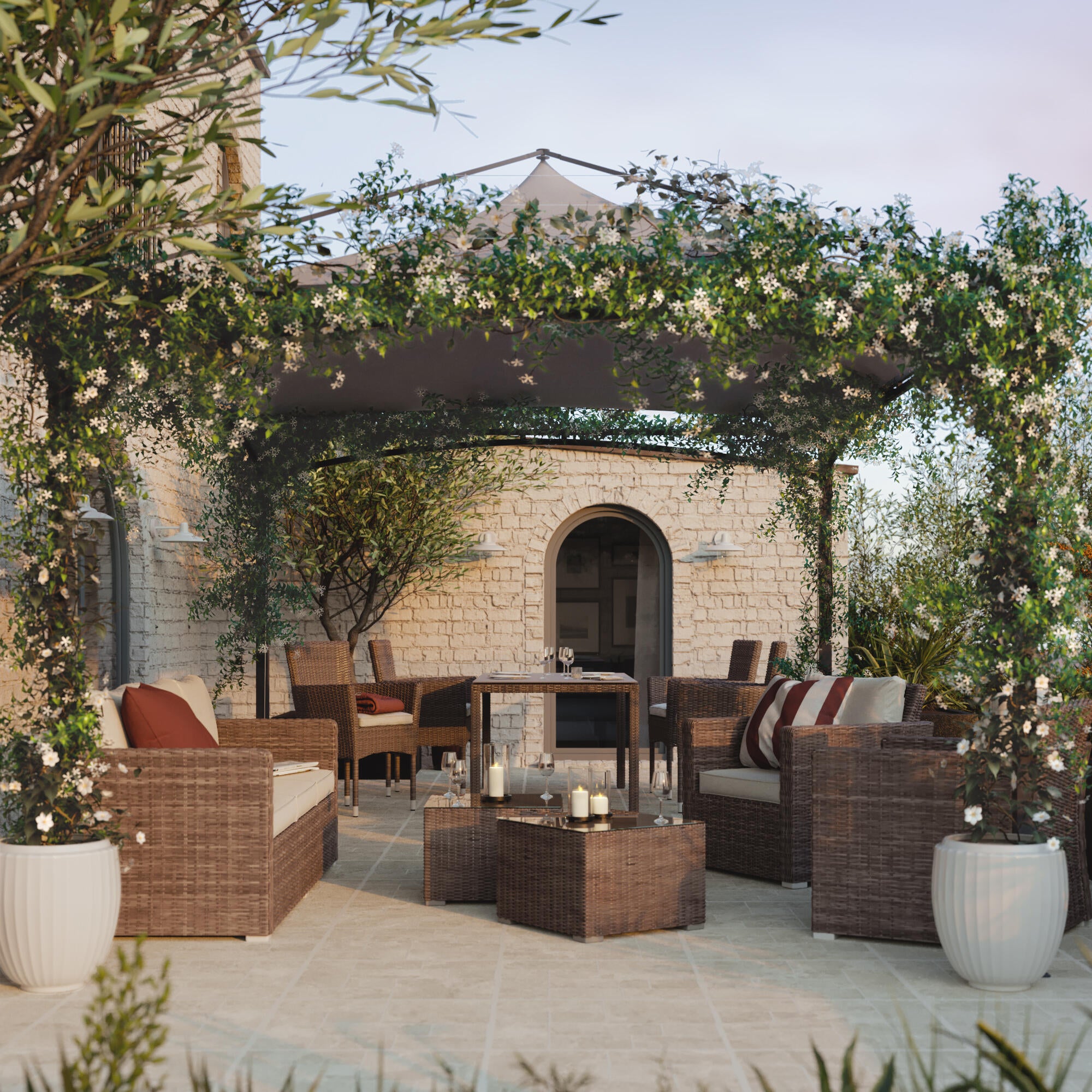 Sillón de jardín con cojín de jardín de aluminio Cordoba marrón - 3