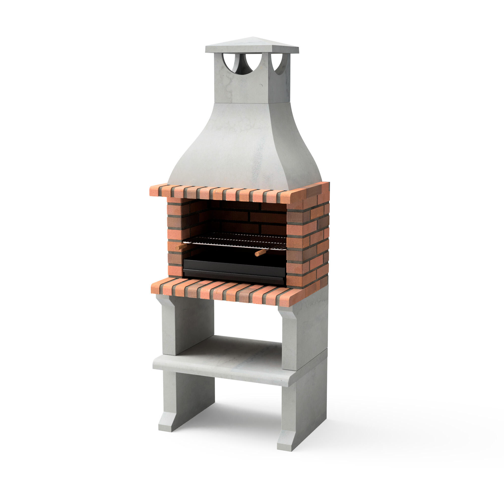 Barbacoa de obra movelar hormigón, ladrillo madera y carbón barbacoa ragusa plus recomendado para de 6 a 10 personas