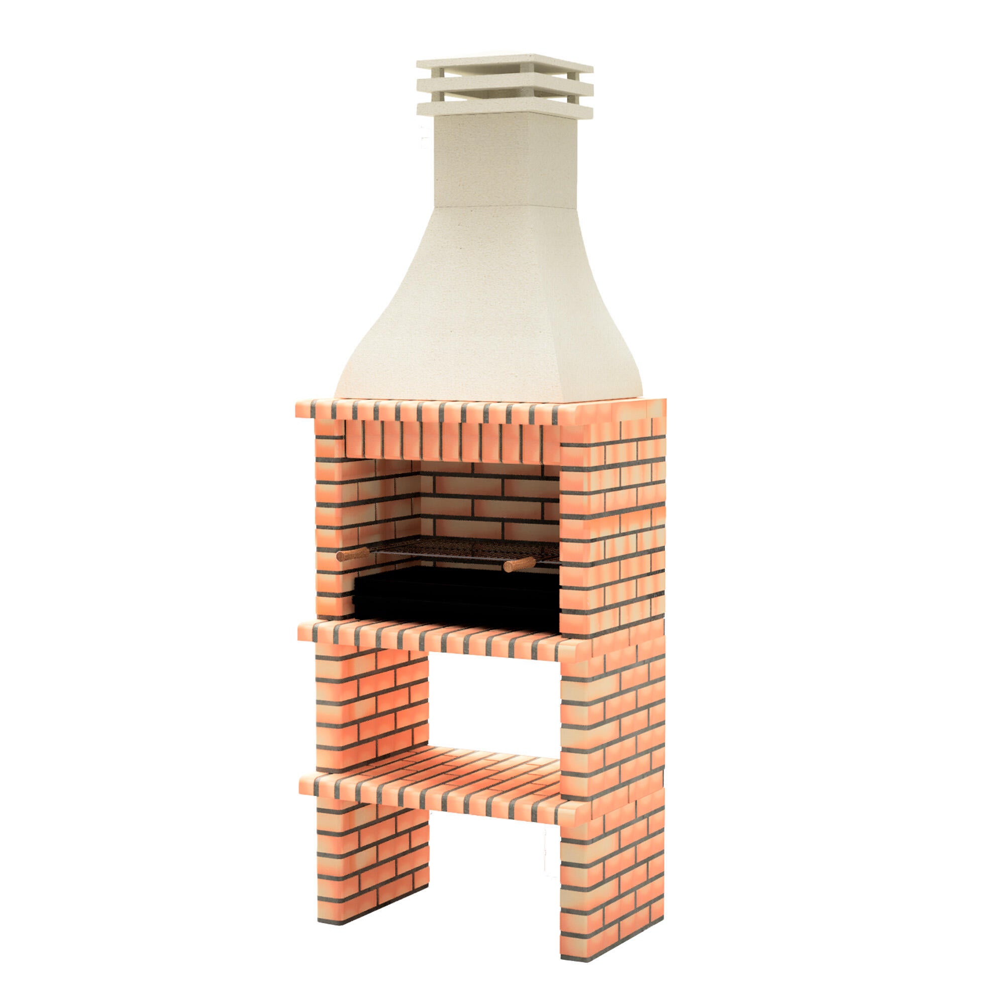 Barbacoa de obra movelar hormigón, ladrillo madera y carbón barbacoa khiva plus recomendado para de 6 a 10 personas