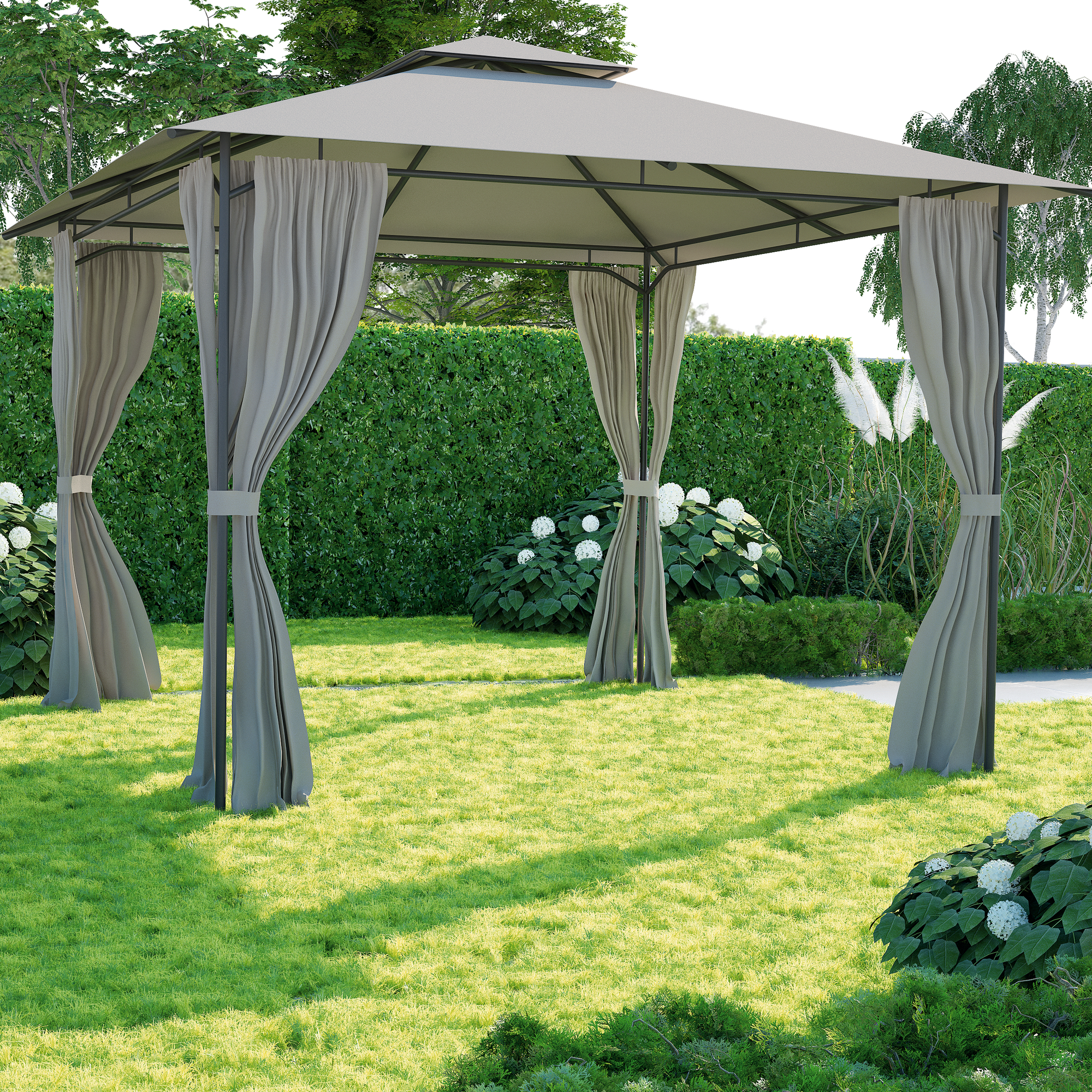 Pawilon ogrodowy Oxis 301x301x280 cm z zasłonami taupe Naterial - 1