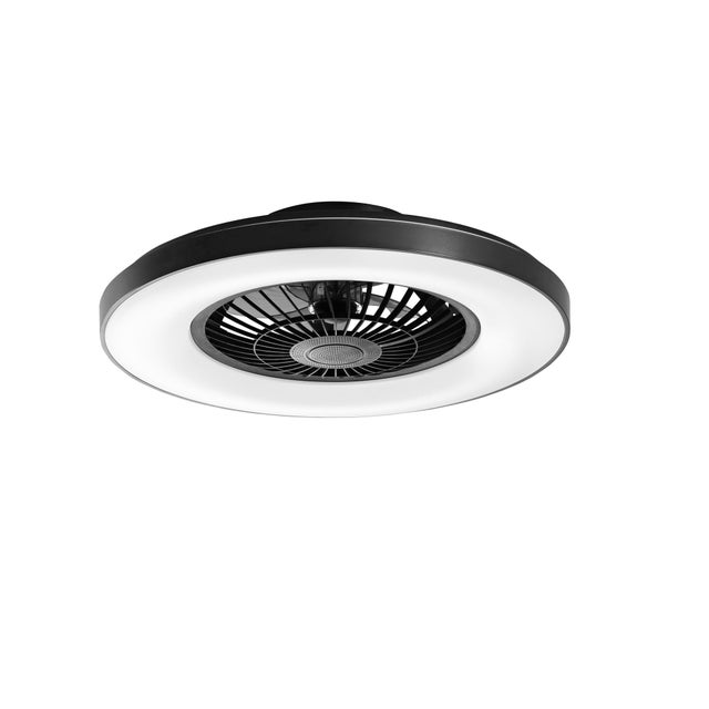 Ventilatore da soffitto LED-GARBIN-NER pale trasparenti, struttura nero ø 60 cm INTEC