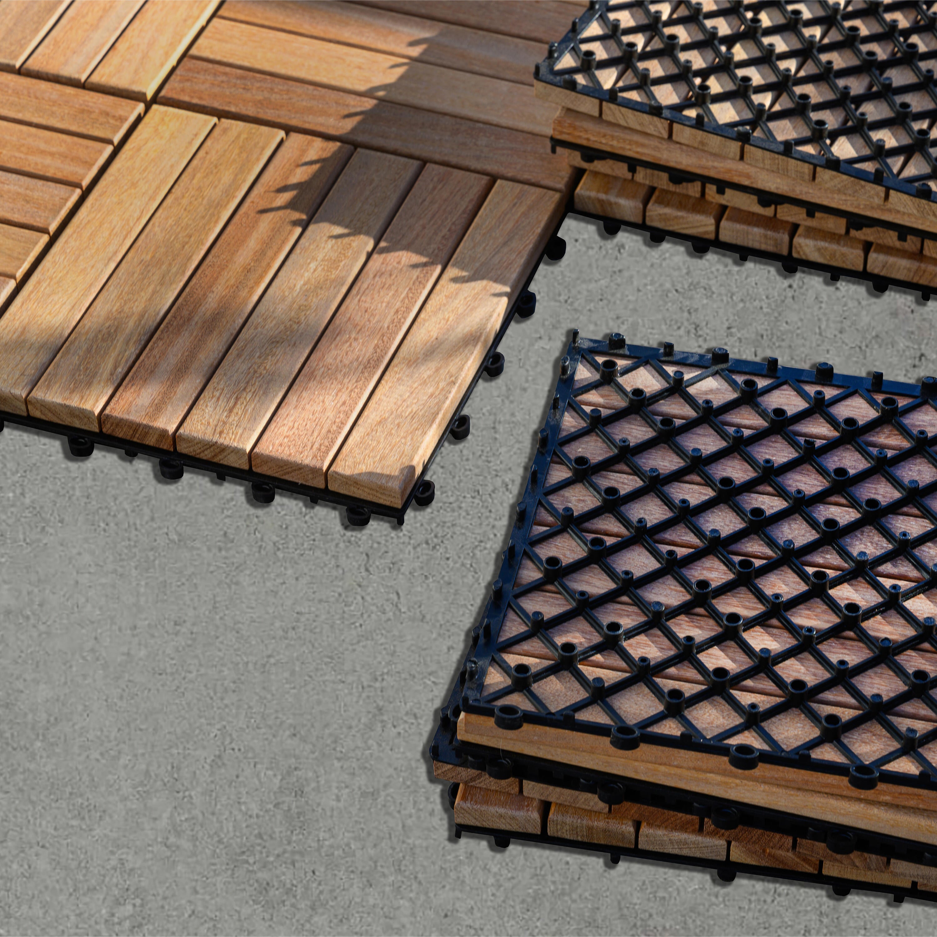 Dalle terrasse bois cumaru marron, L.30 x l.30 cm x Ep.28 mm - 5