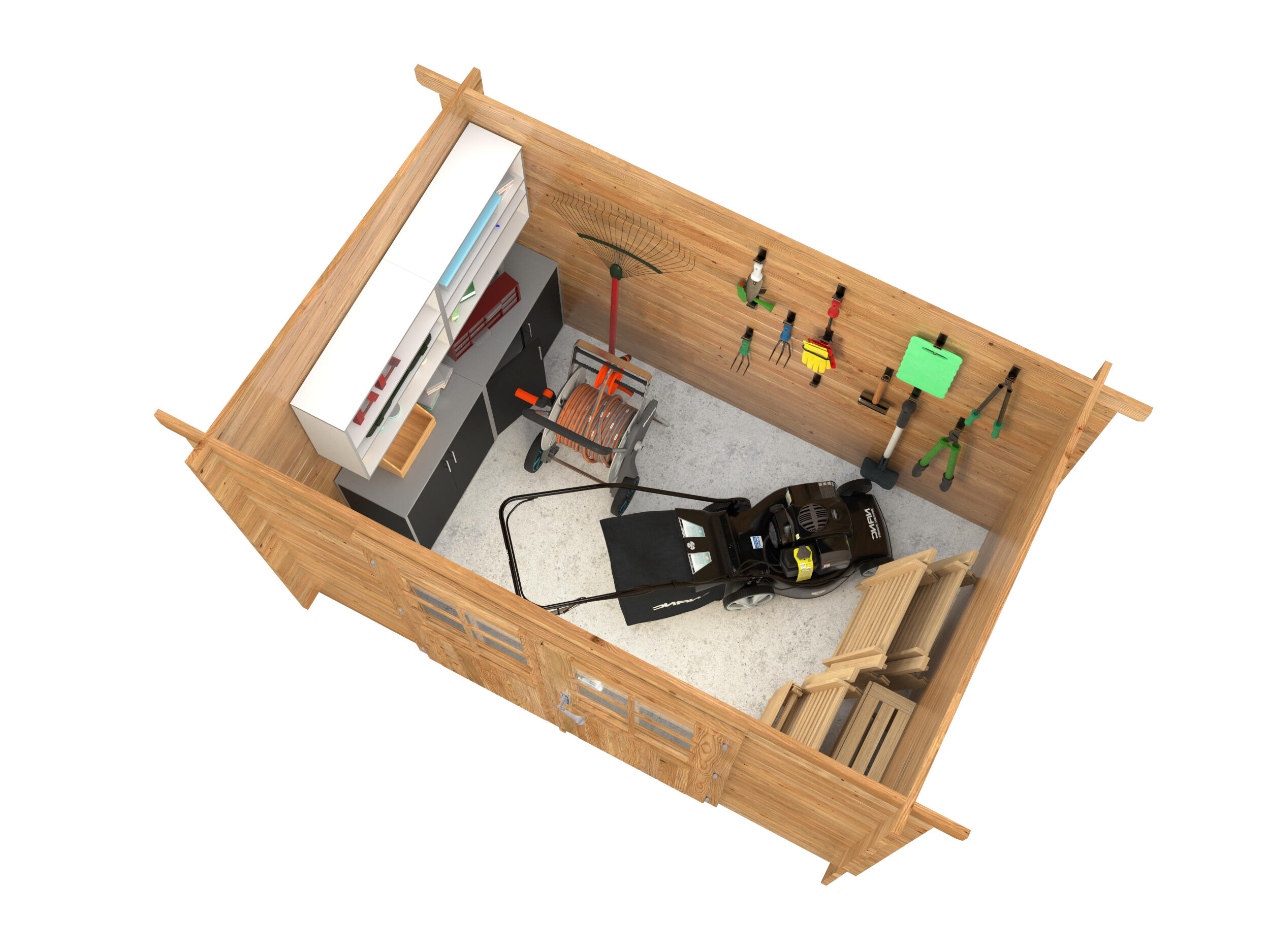 Abri de jardin bois PALMAKO Alice traité autoclave Ep.28 mm, 7.1 m² - 4