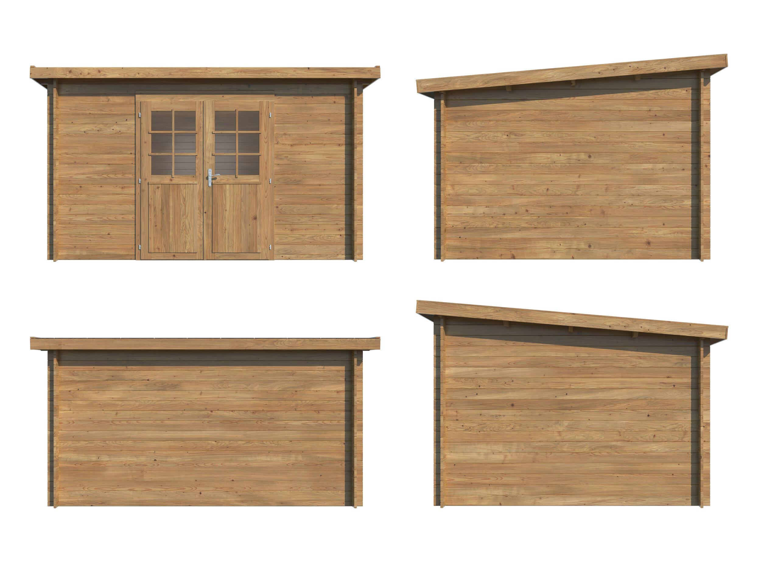 Caseta de madera ALICE 9,0 M2 de 319x215x382 cm y 10.6 m2 con 28 mm espesor doble puerta PALMAKO - 5