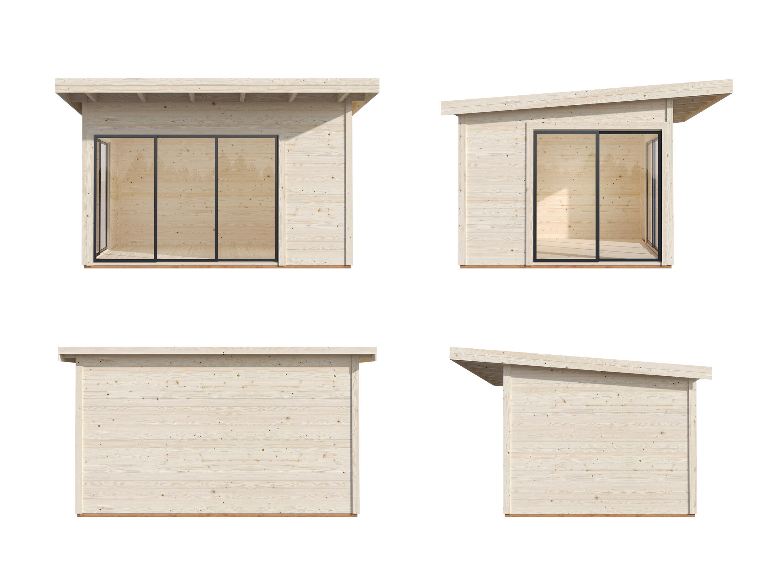 Caseta de madera ANDREA 11,2 M2 SLIDE PLUS de 402x264x434 cm y 17.45 m2 con 44 mm espesor y doble puerta corredera PALMAKO - 6