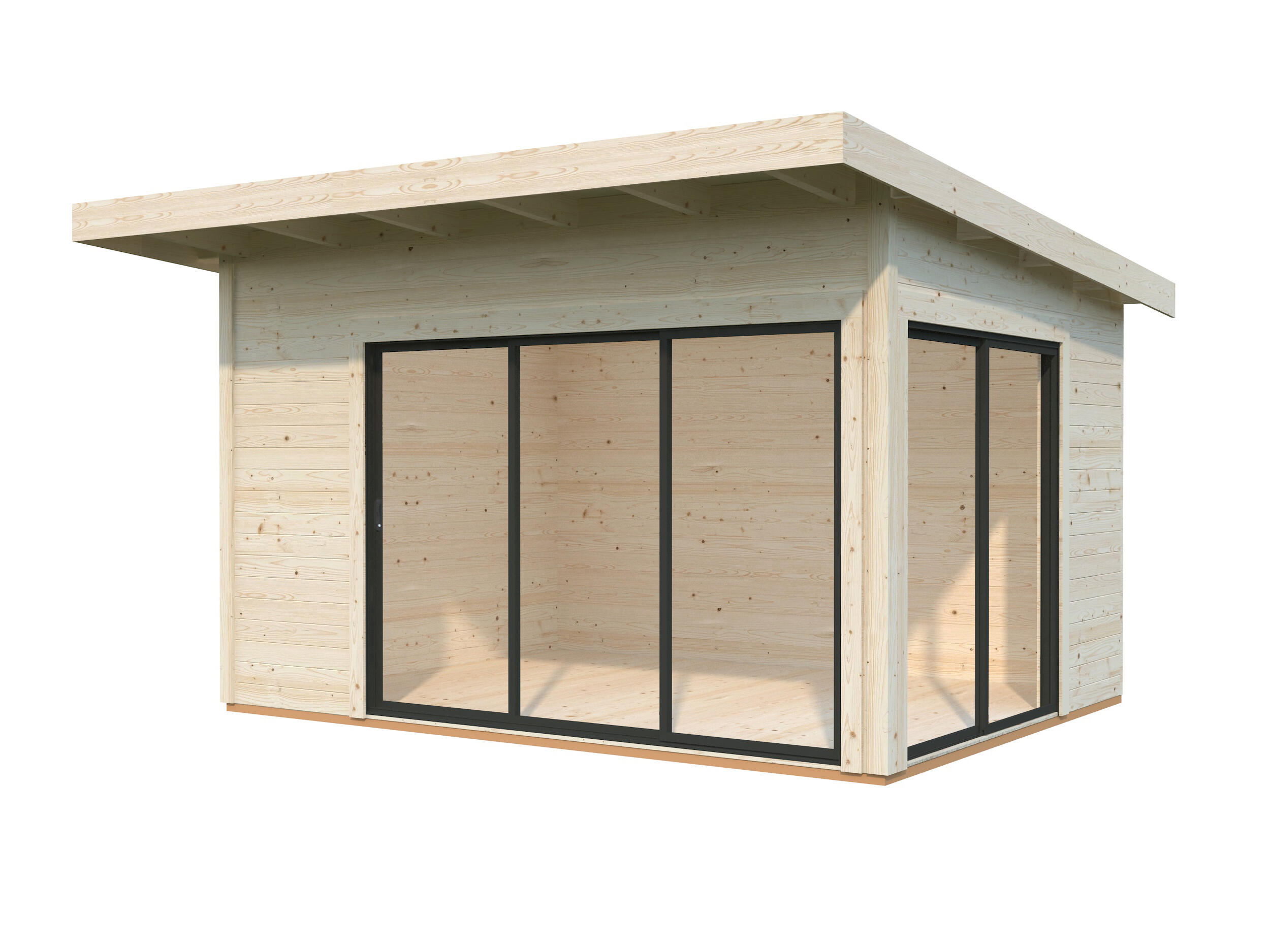 Caseta de madera ANDREA 11,2 M2 SLIDE PLUS de 402x264x434 cm y 17.45 m2 con 44 mm espesor y doble puerta corredera PALMAKO - 7