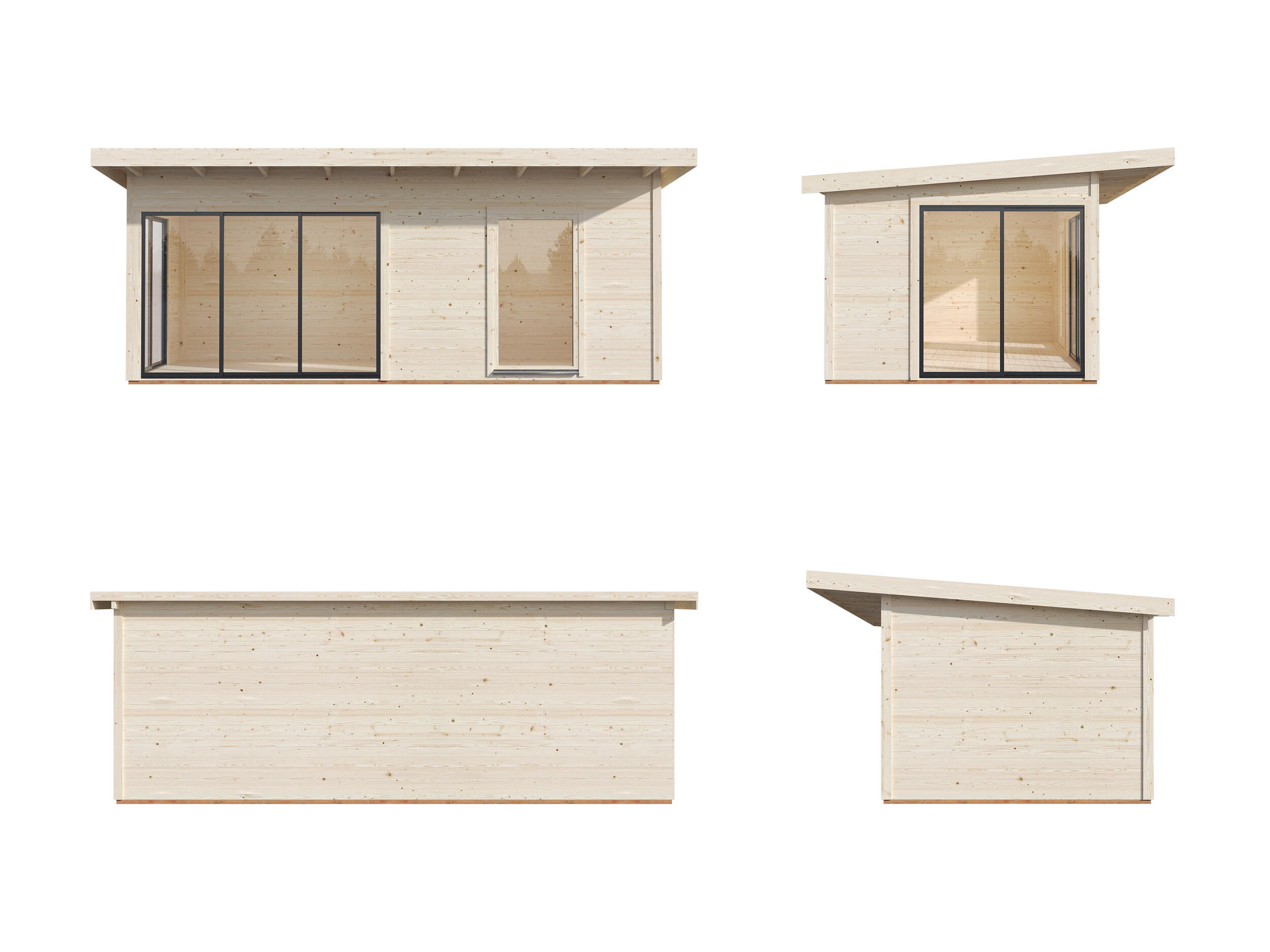 Caseta de madera ANDREA 17,1 M2 SLIDE PLUS de 402x264x639 cm y 25.7 m2 con 44 mm espesor y doble puerta corredera PALMAKO - 4