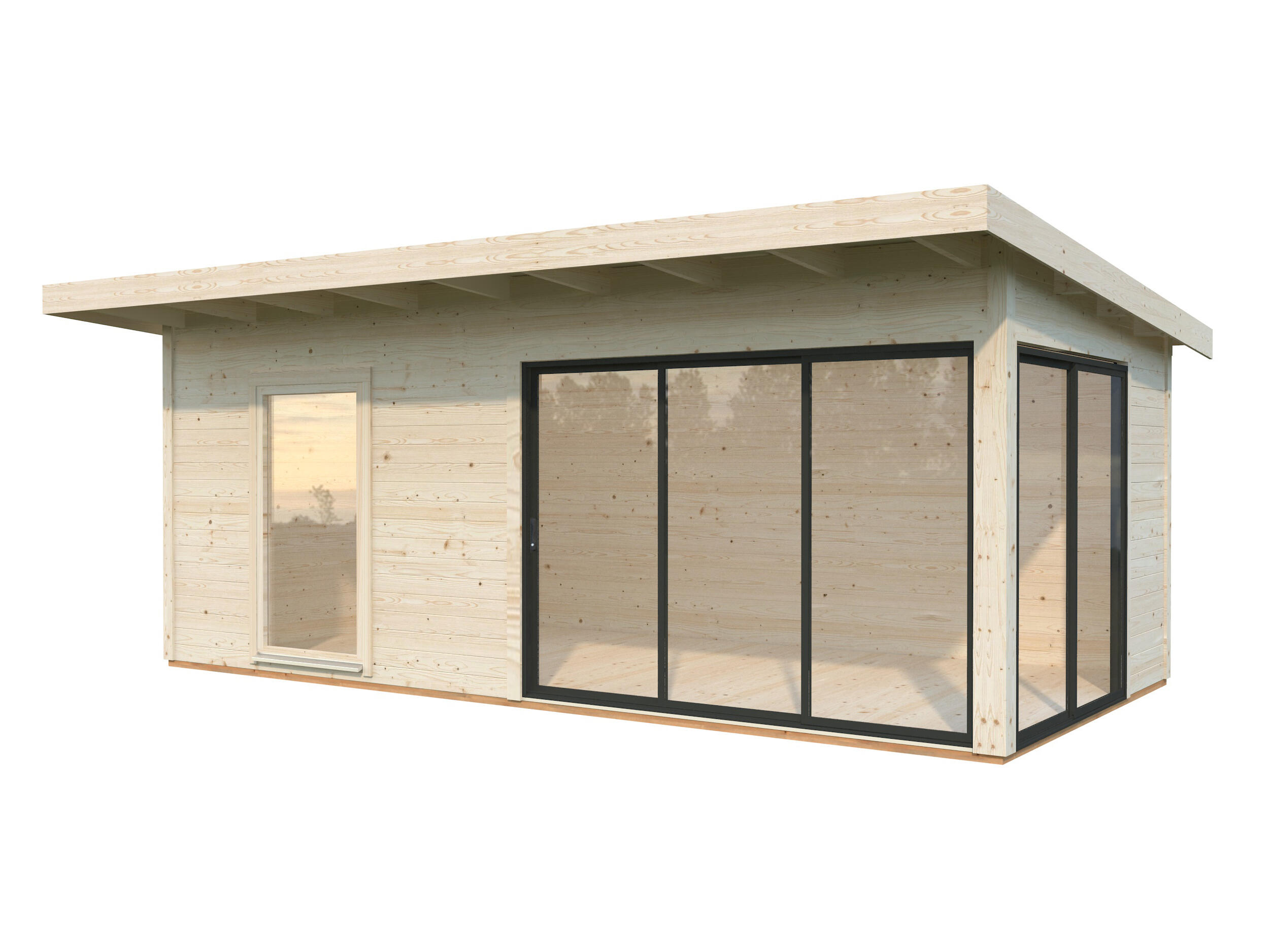 Caseta de madera ANDREA 17,1 M2 SLIDE PLUS de 402x264x639 cm y 25.7 m2 con 44 mm espesor y doble puerta corredera PALMAKO - 5