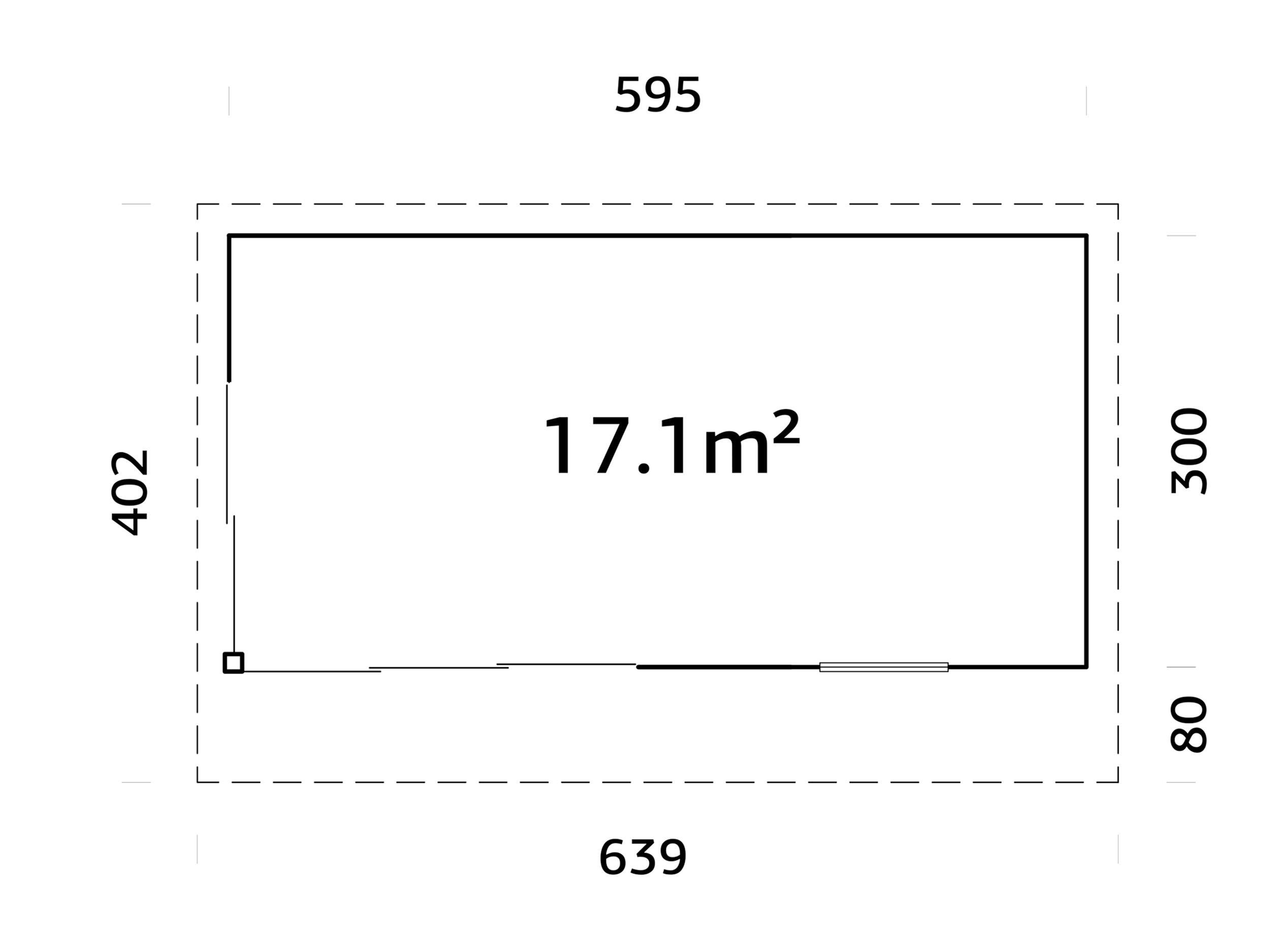 Caseta de madera ANDREA 17,1 M2 SLIDE PLUS de 402x264x639 cm y 25.7 m2 con 44 mm espesor y doble puerta corredera PALMAKO - 2