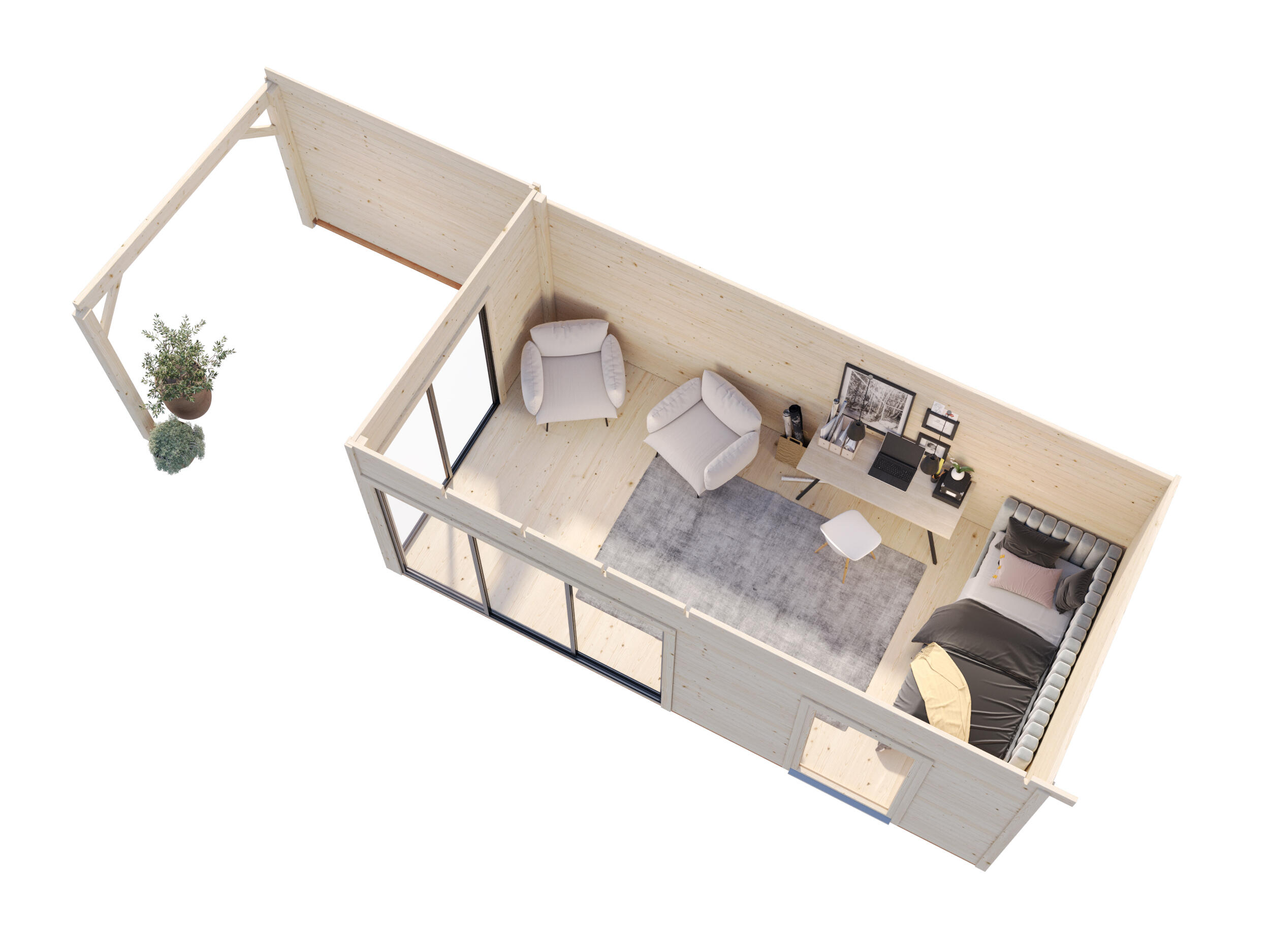 Caseta de madera Andrea de 402x264x920 cm y 37 m2 con 44 mm espesor y doble puerta corredera PALMAKO - 8