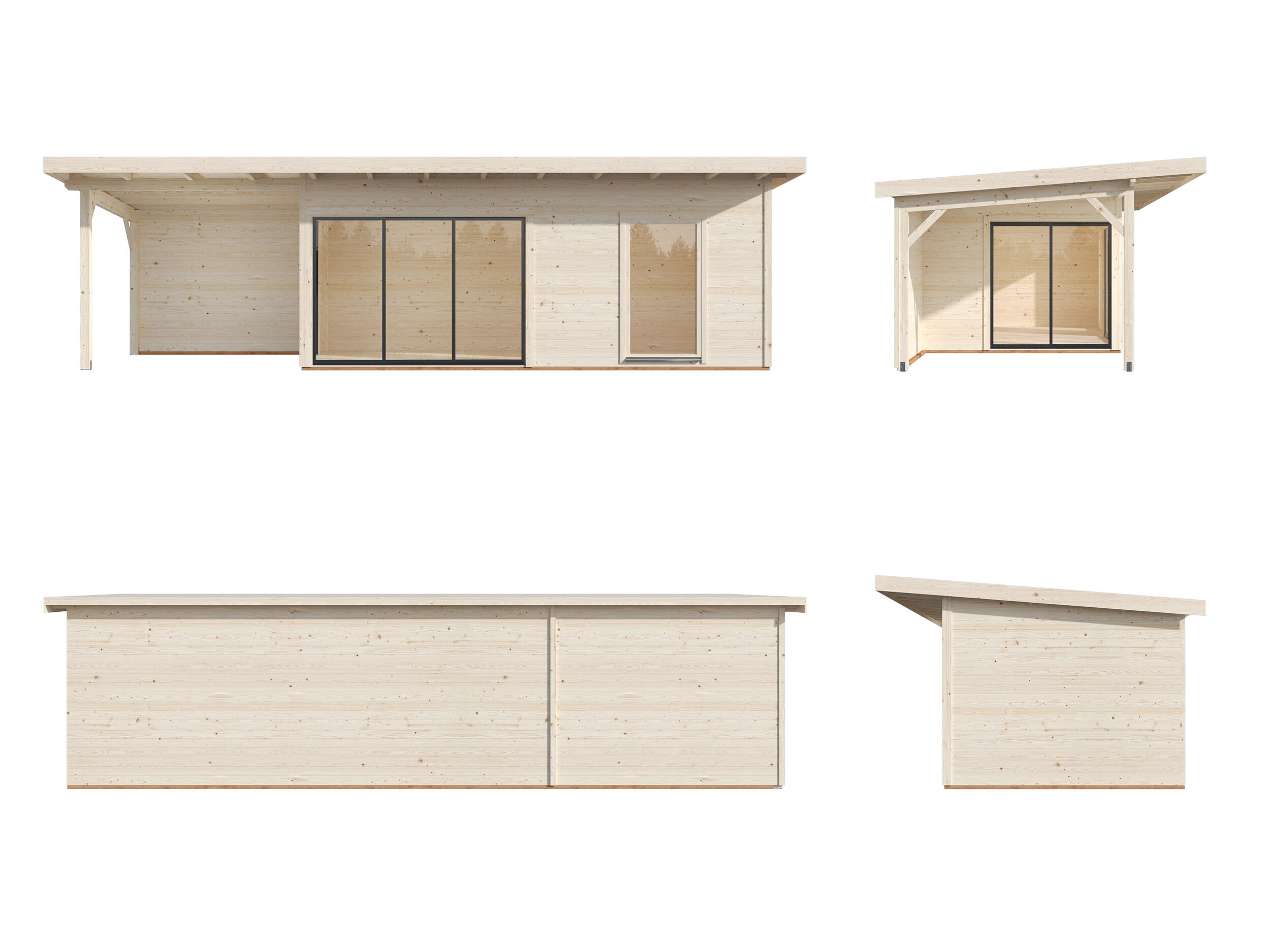 Caseta de madera Andrea de 402x264x920 cm y 37 m2 con 44 mm espesor y doble puerta corredera PALMAKO - 4