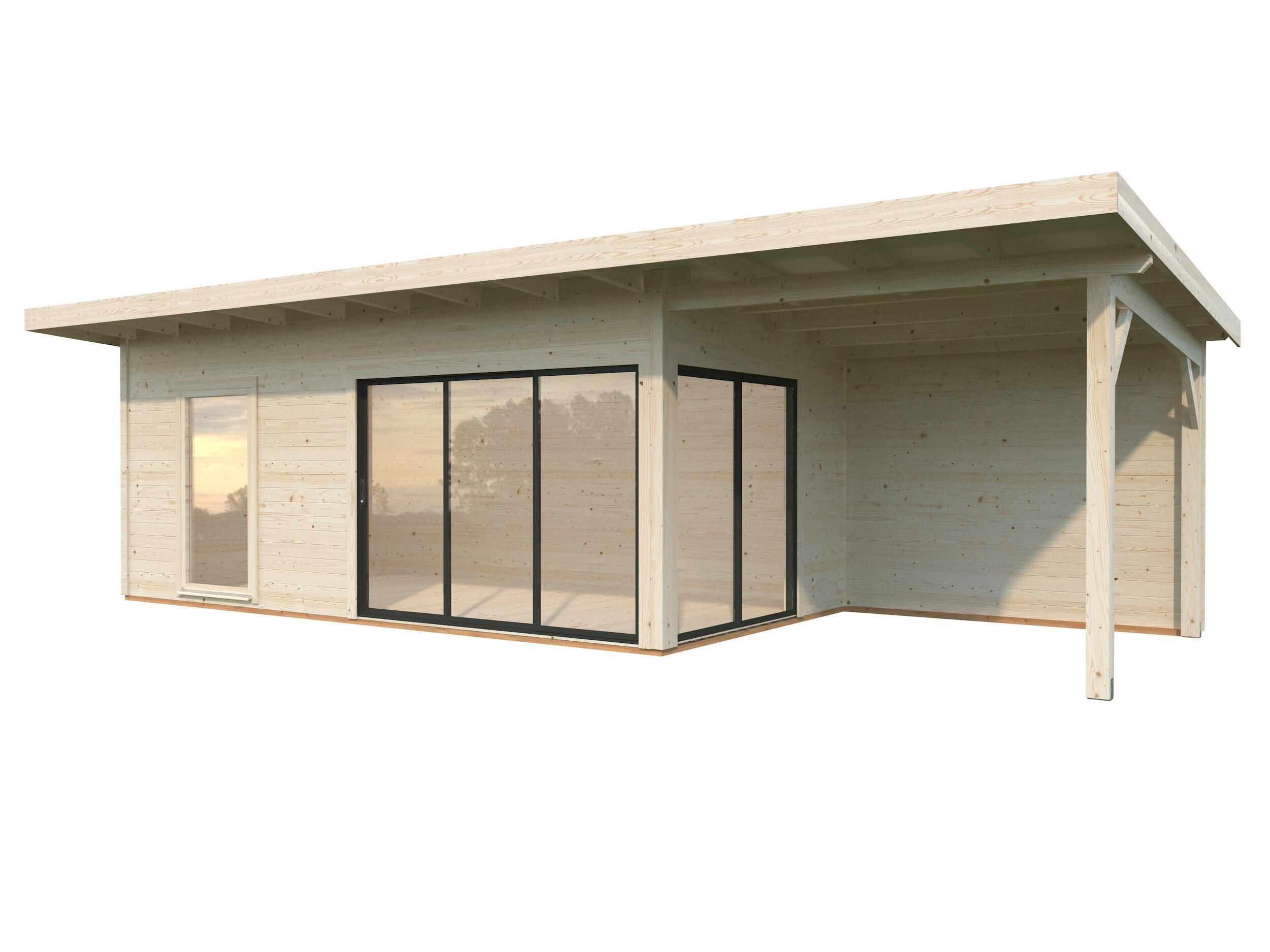 Caseta de madera Andrea de 402x264x920 cm y 37 m2 con 44 mm espesor y doble puerta corredera PALMAKO - 5