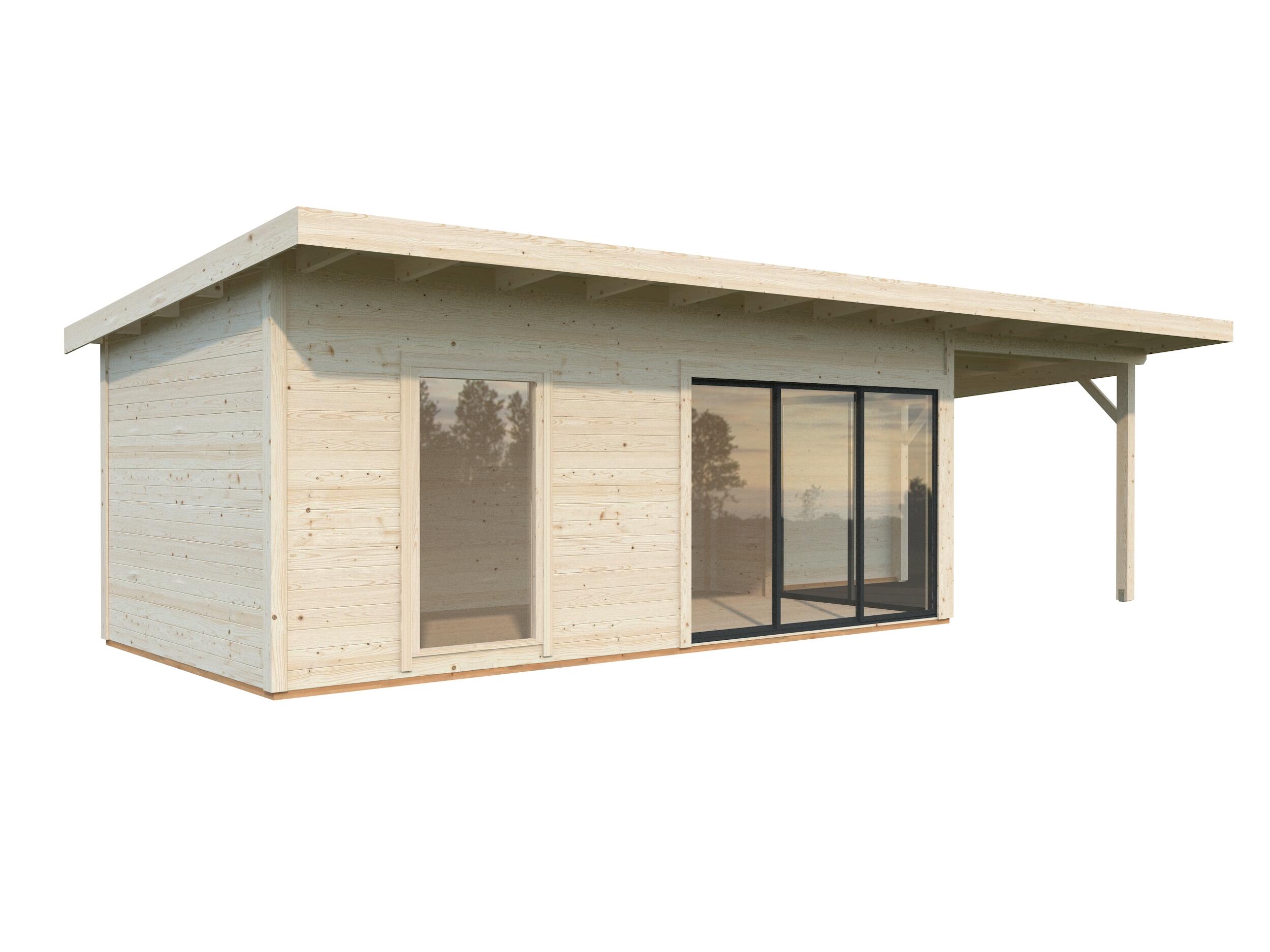 Caseta de madera Andrea de 402x264x920 cm y 37 m2 con 44 mm espesor y doble puerta corredera PALMAKO - 11
