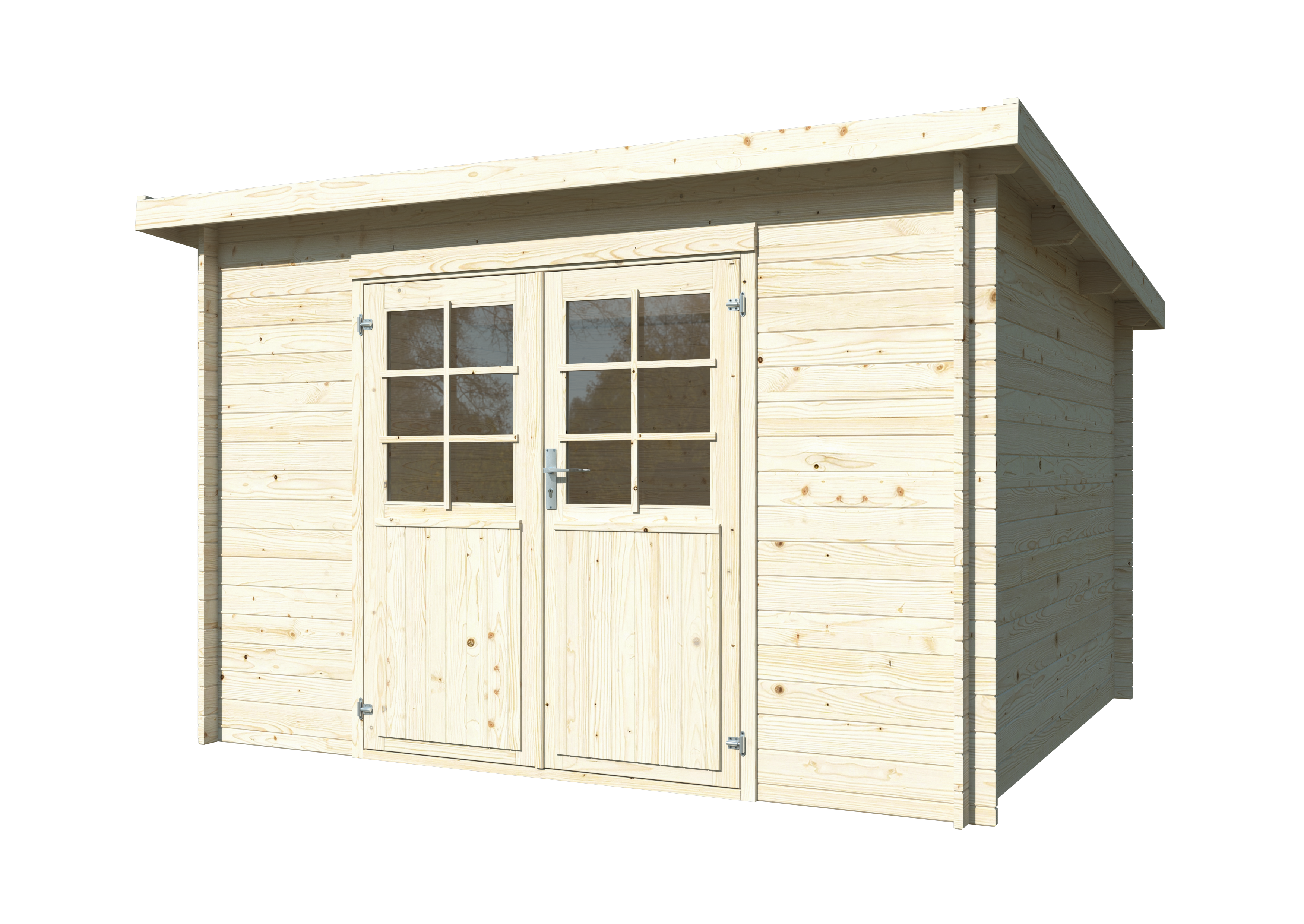Caseta de madera Lola 1 de 320x215x346 cm y 11.1 m2 con 28 mm espesor doble puerta WHITEWOOD - 5