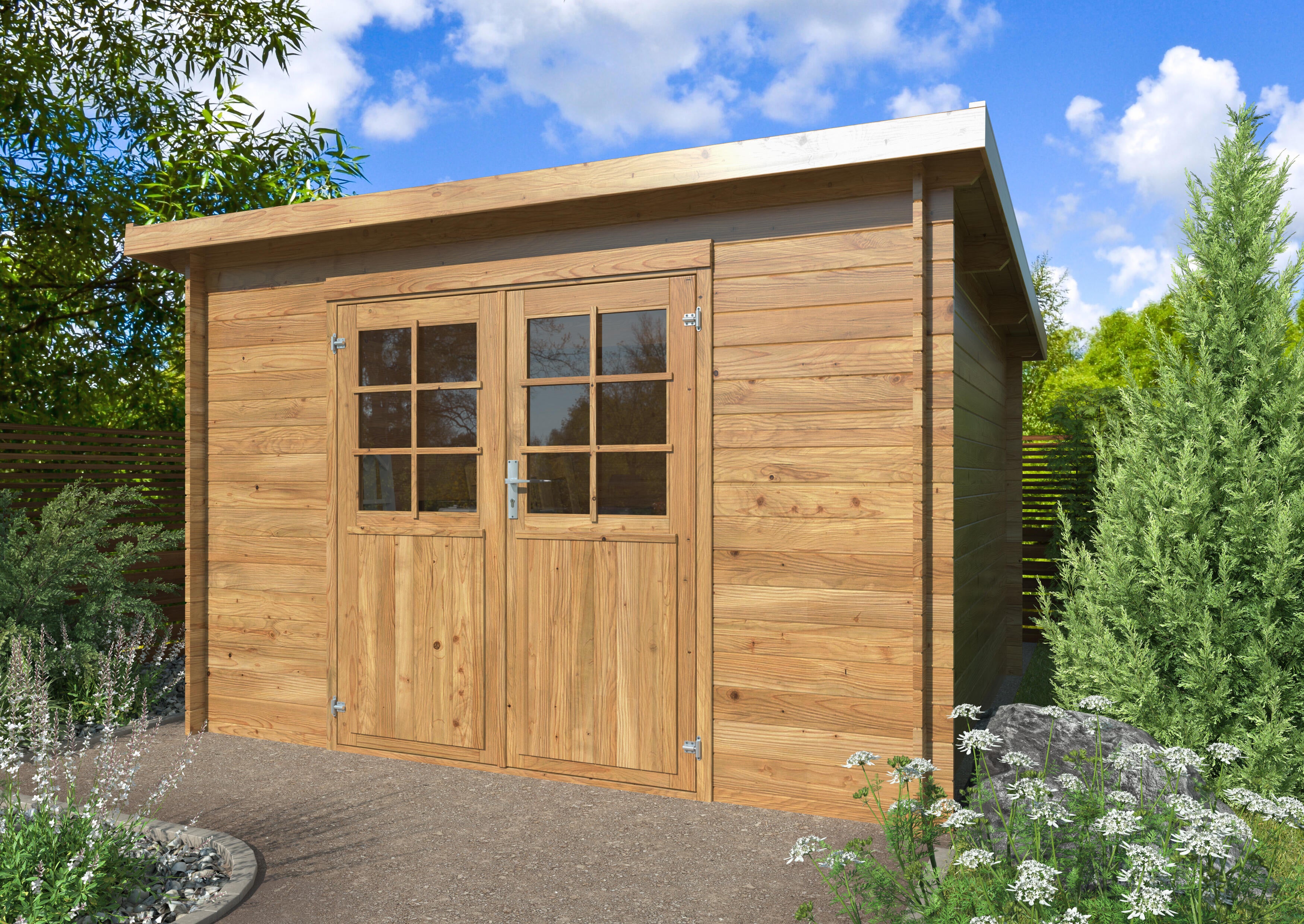 Abri de jardin bois WHITEWOOD Lola 2 autoclave Ep.28 mm, 13.7 m²