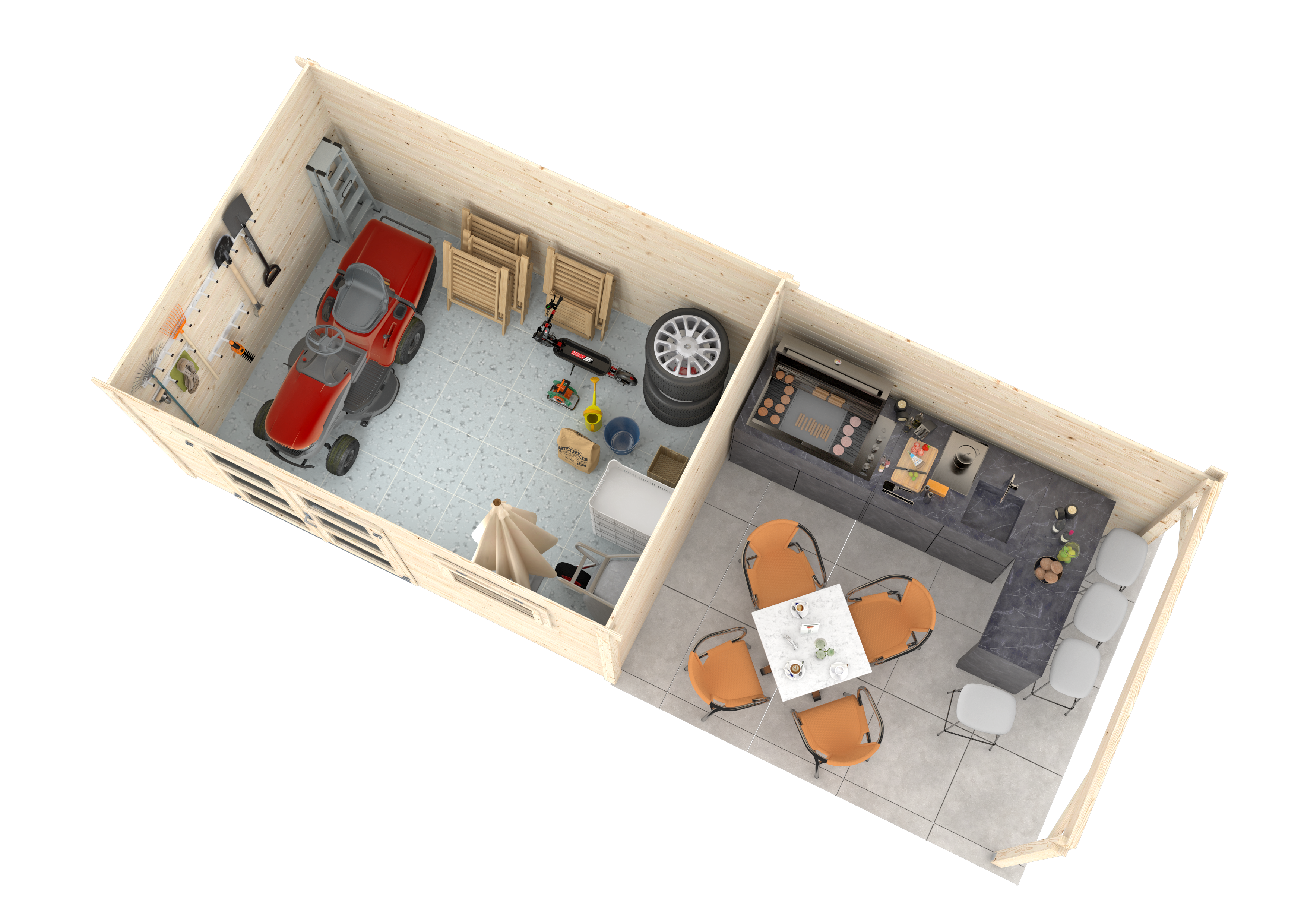 Abri de jardin bois WHITEWOOD Ep.28 mm, 22.55 m² - 2