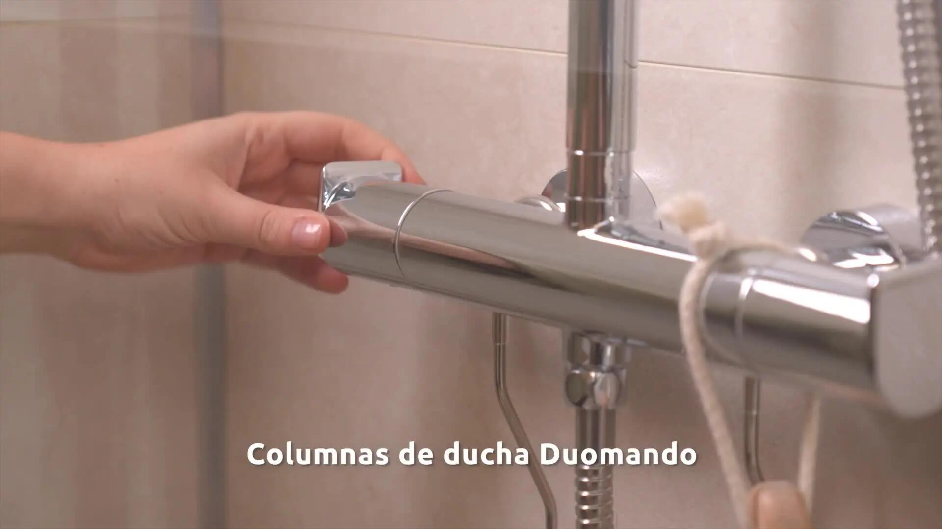 Columna de ducha con grifo Monomando STROHM TEKA Ethika Cromo Brillo Rociador 25 Redondo extraplano Barra extensible Sistema antical Con ahorro de agua - 3