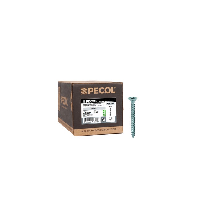 PARAFUSO AGLOMERADO PZ PCL202 INOX A2 4.5X50 250un