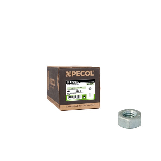 PORCA M6 DIN934 SEXTAVADA ZINCADA 1000un