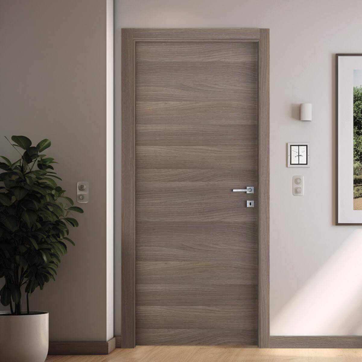 Porta interna a battente Chic in MDF di abete colore marrone, L 80 x H 210 cm, apertura reversibile - 2